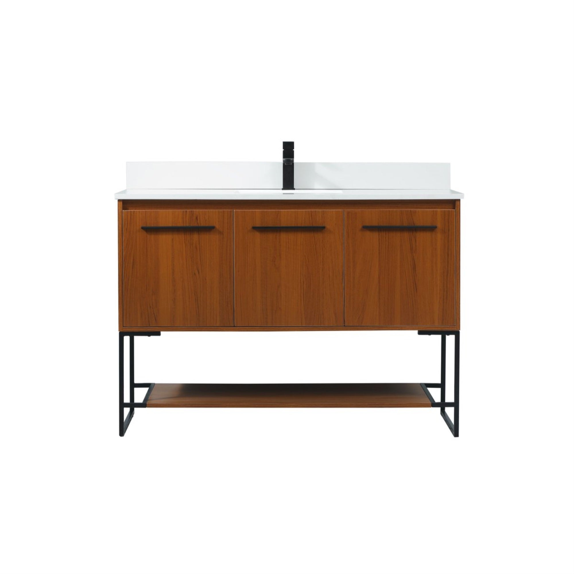 48 Inch Single Bathroom Vanity In Teak With Backsplash