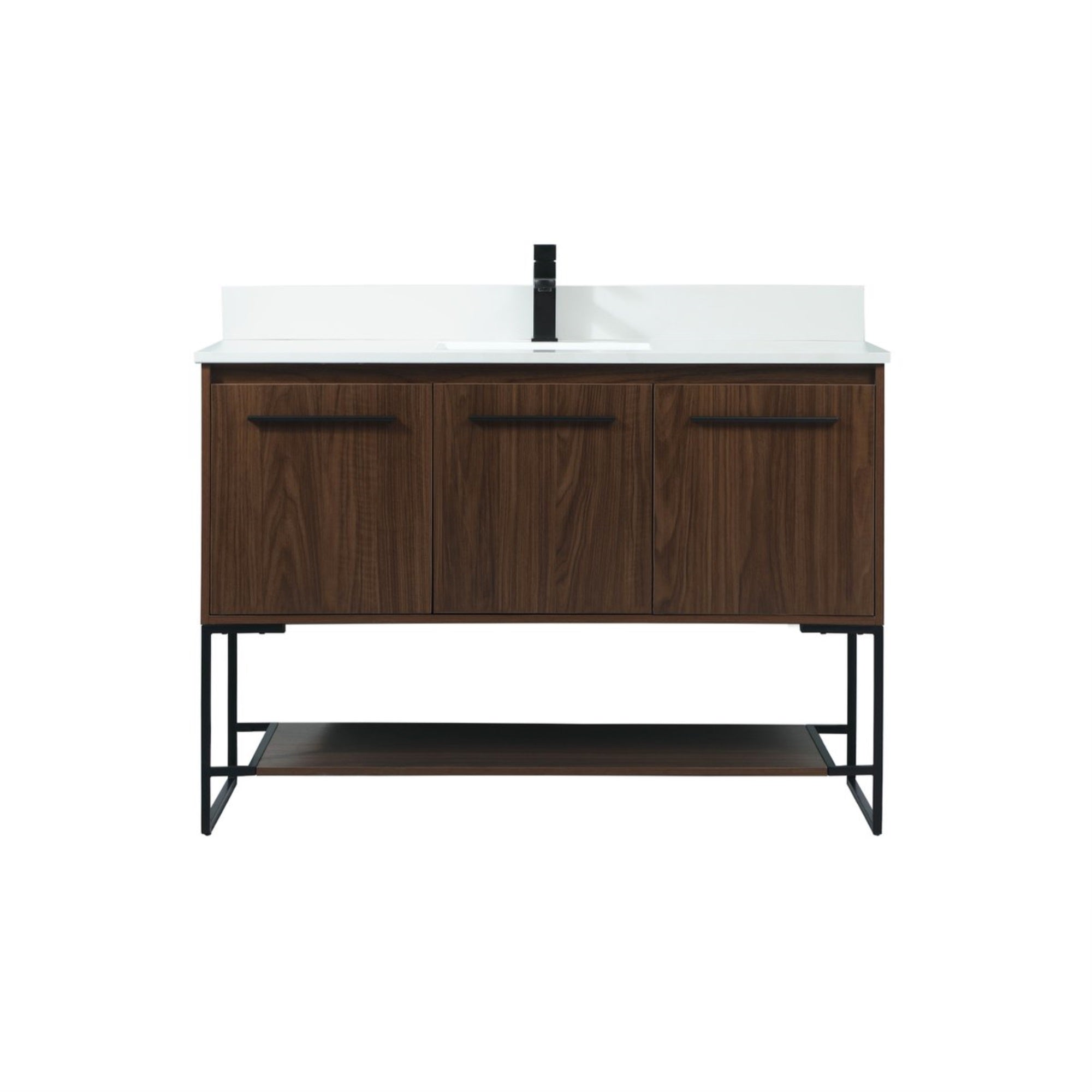 48 Inch Single Bathroom Vanity In Walnut With Backsplash