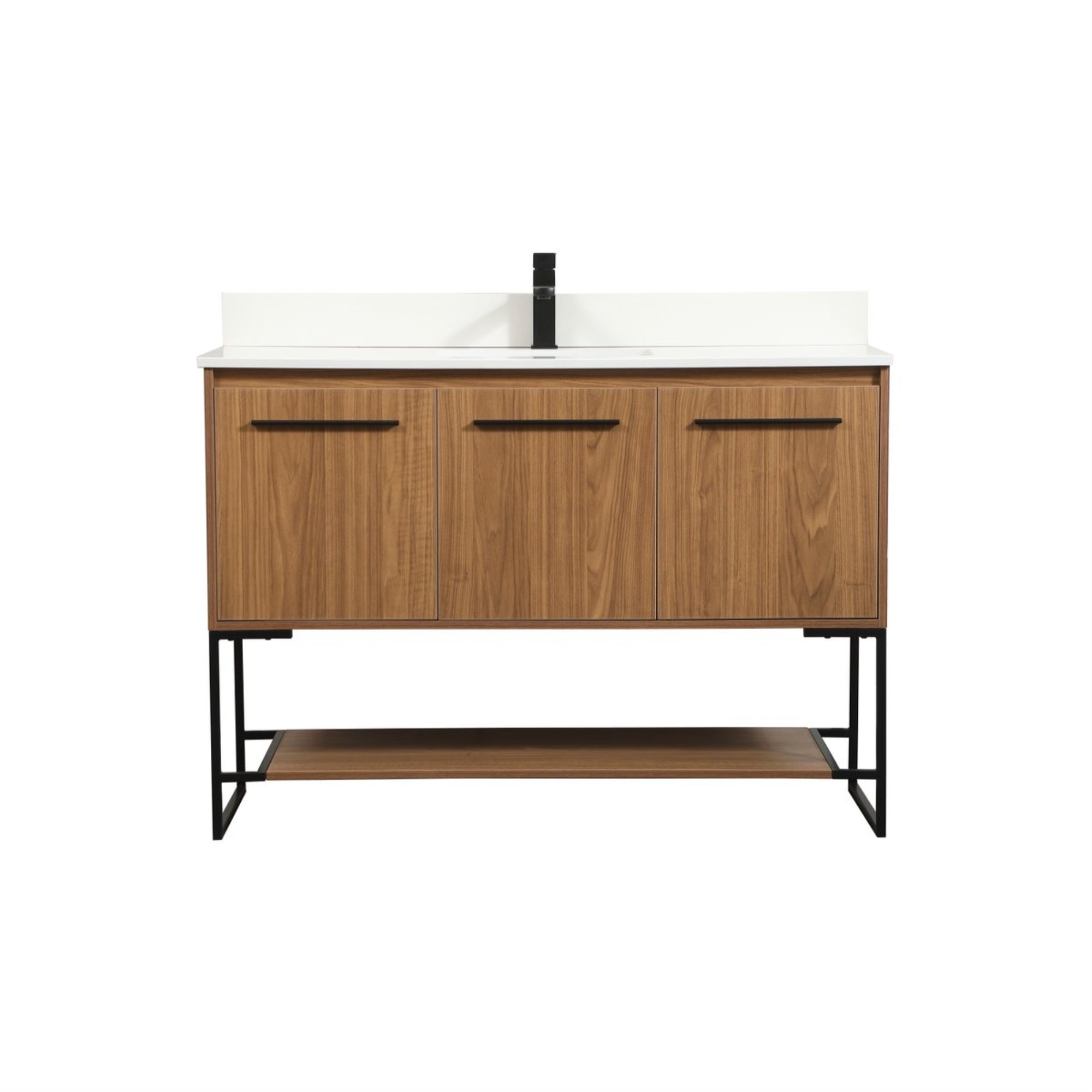 48 Inch Single Bathroom Vanity In Walnut Brown With Backsplash