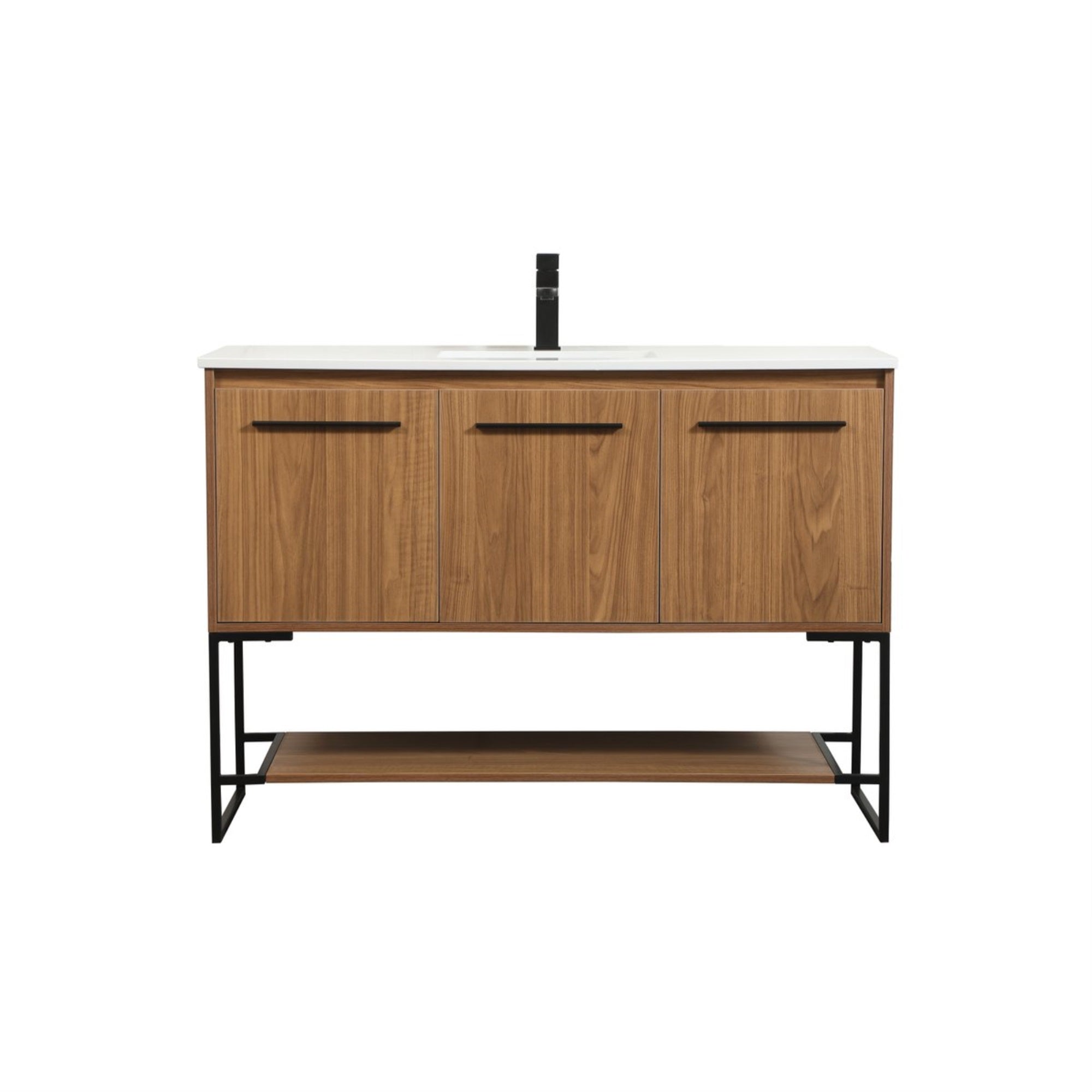 48 Inch Single Bathroom Vanity In Walnut Brown