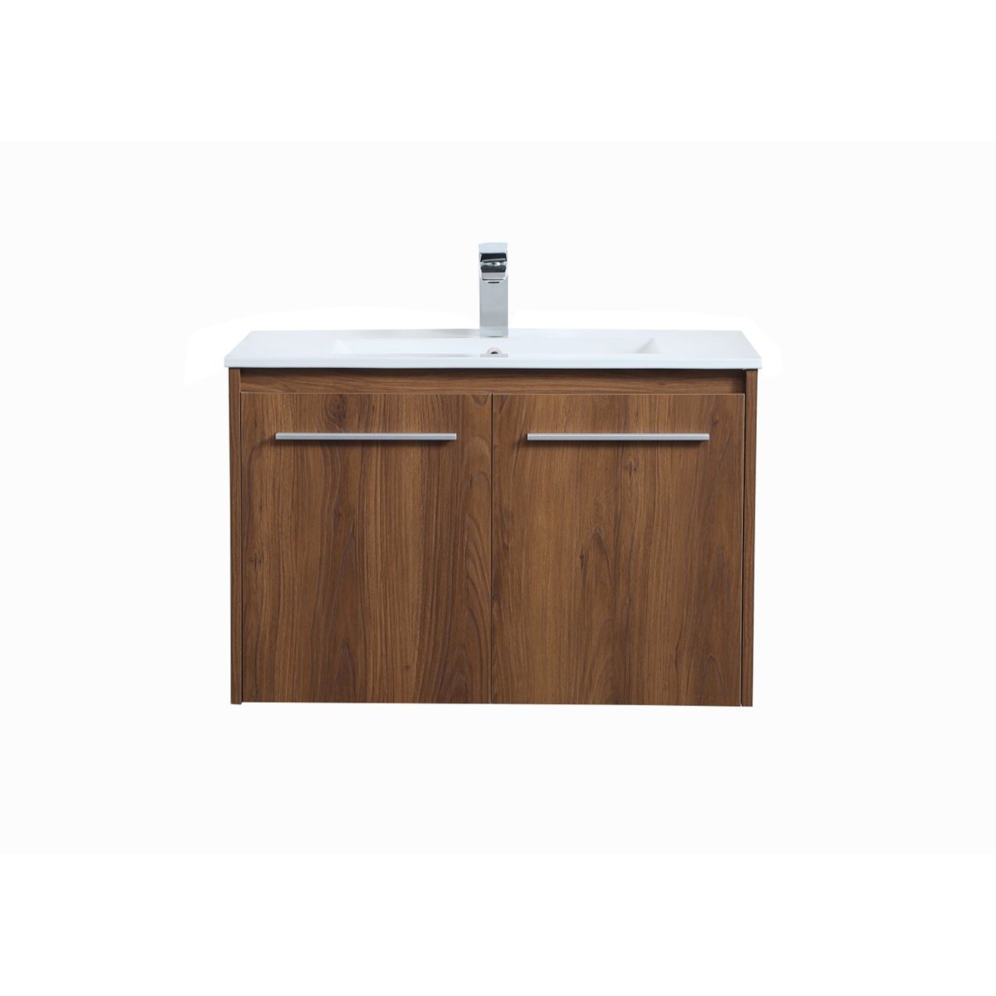 30 Inch  Single Bathroom Floating Vanity In Walnut Brown