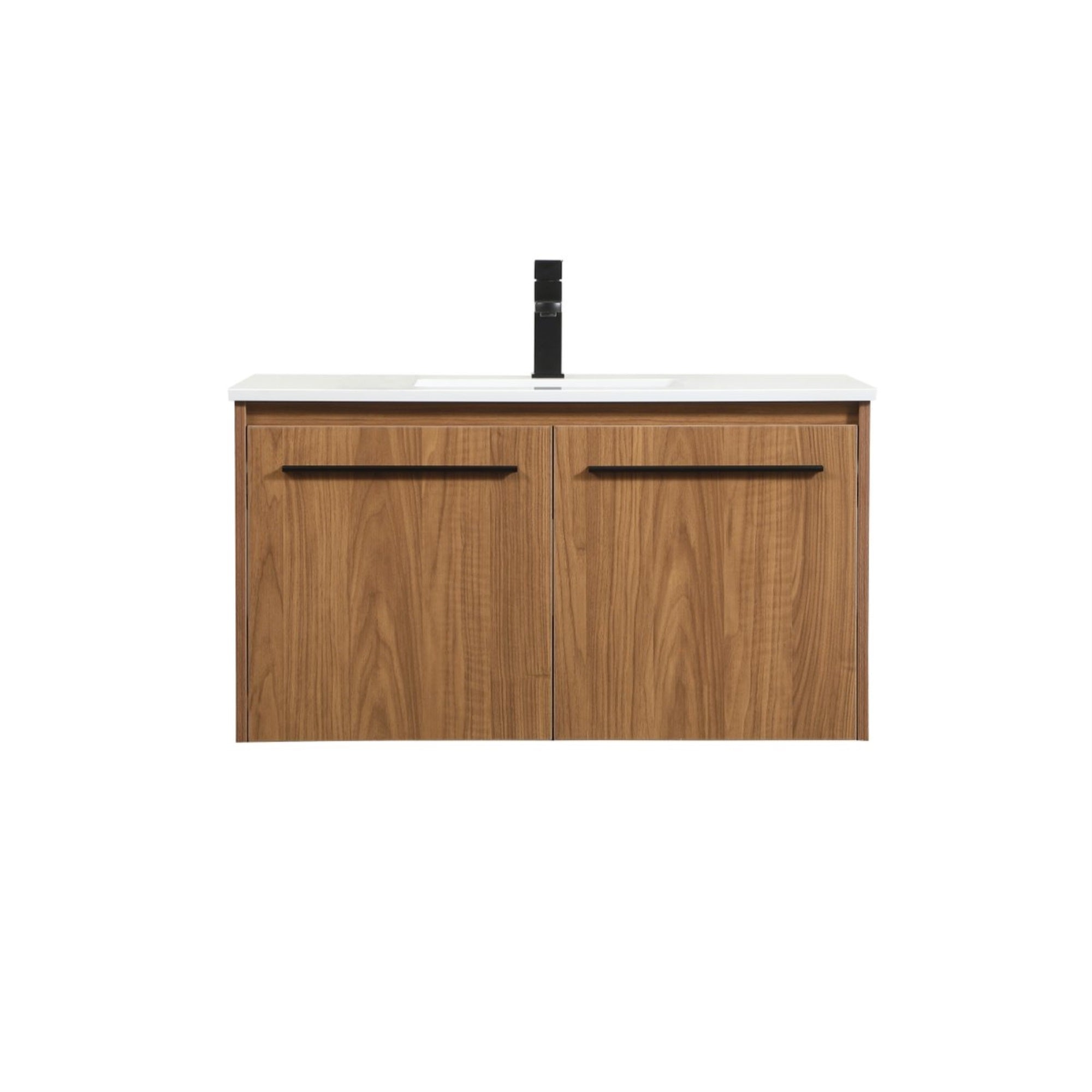 36 Inch Single Bathroom Vanity In Walnut Brown