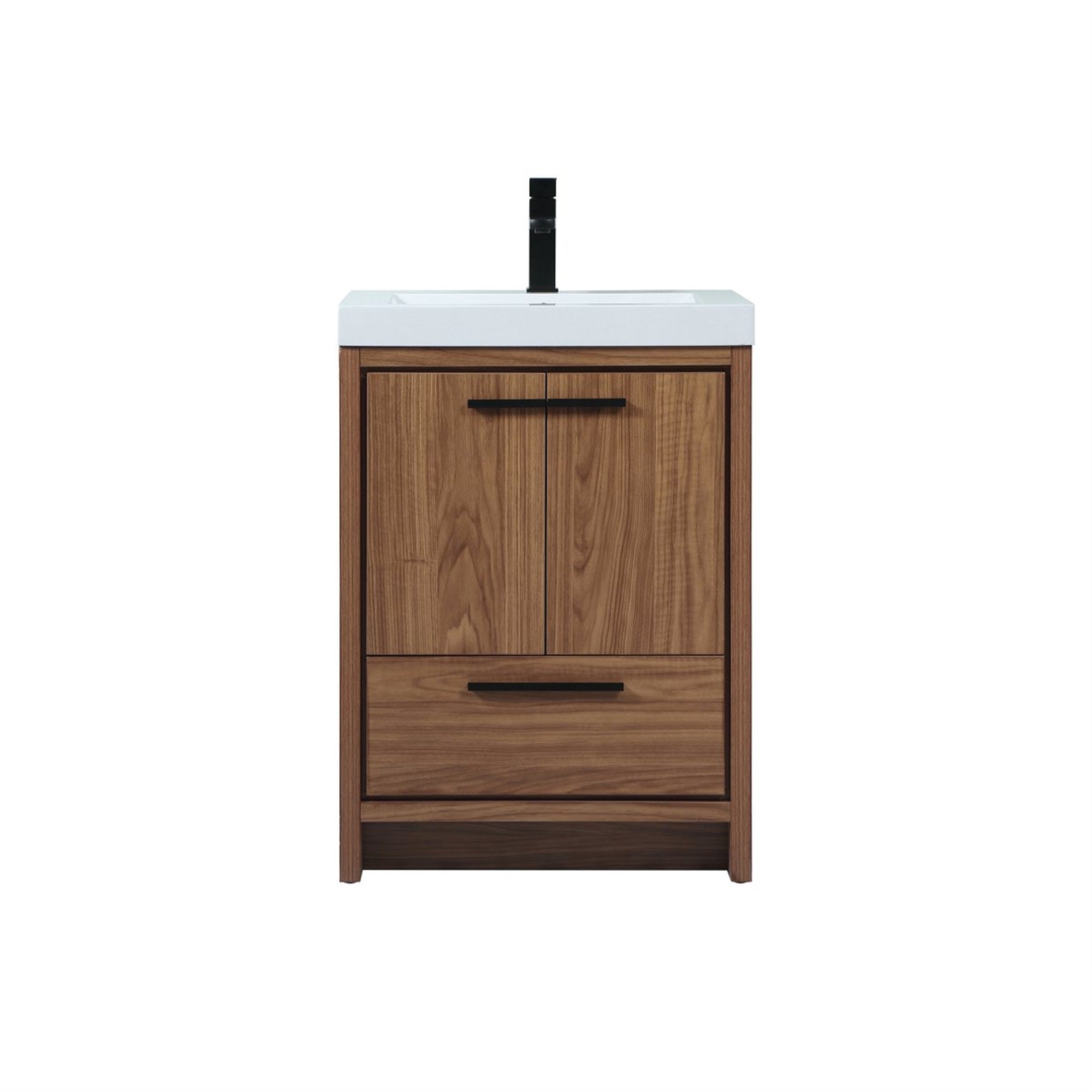 24 Inch Single Bathroom Vanity In Walnut Brown