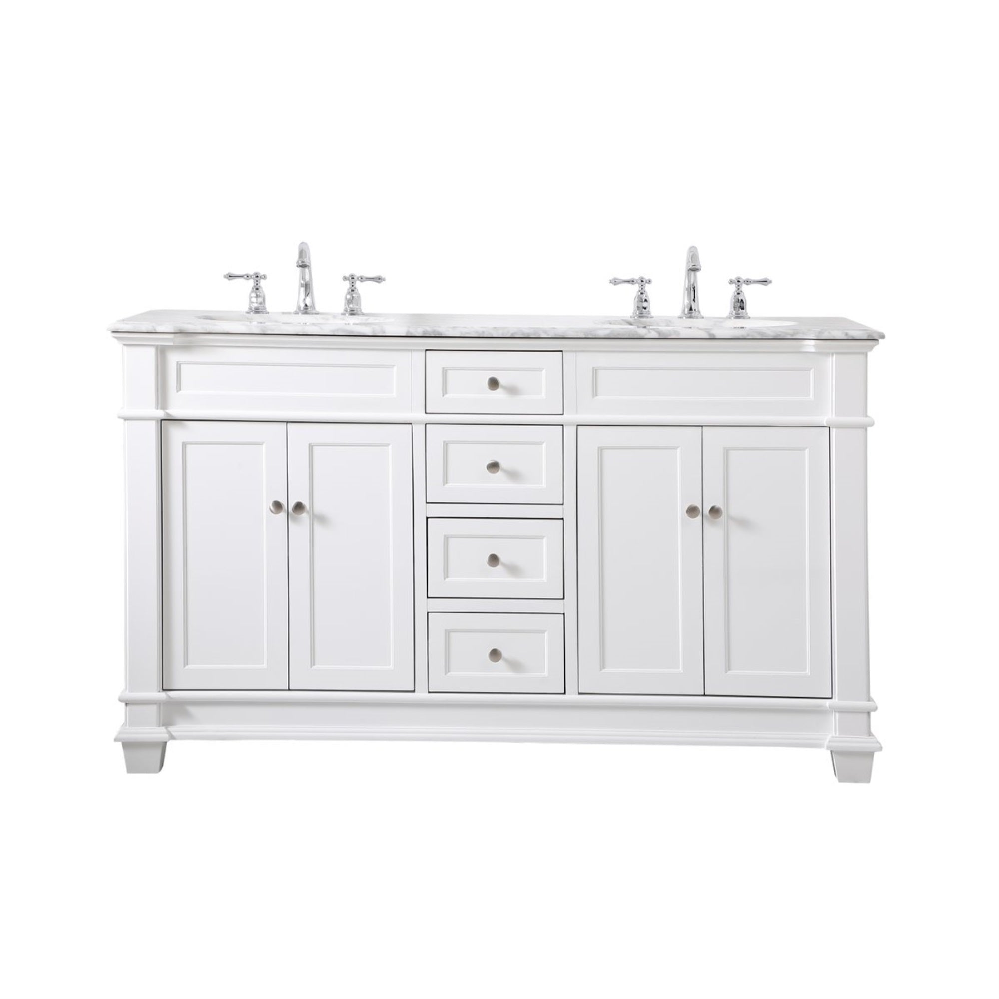 60 Inch Double Bathroom Vanity Set In White
