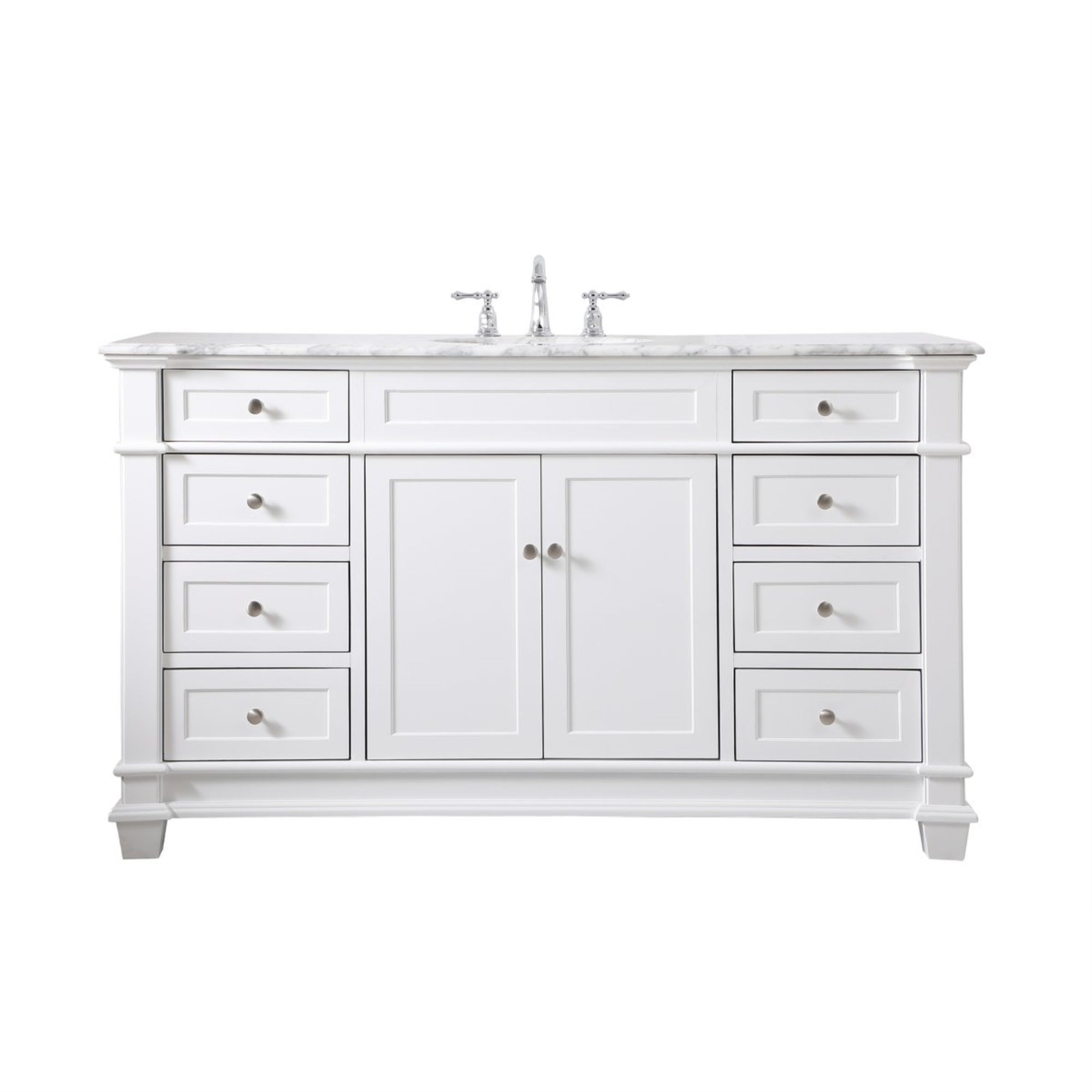 60 Inch Single Bathroom Vanity Set In White