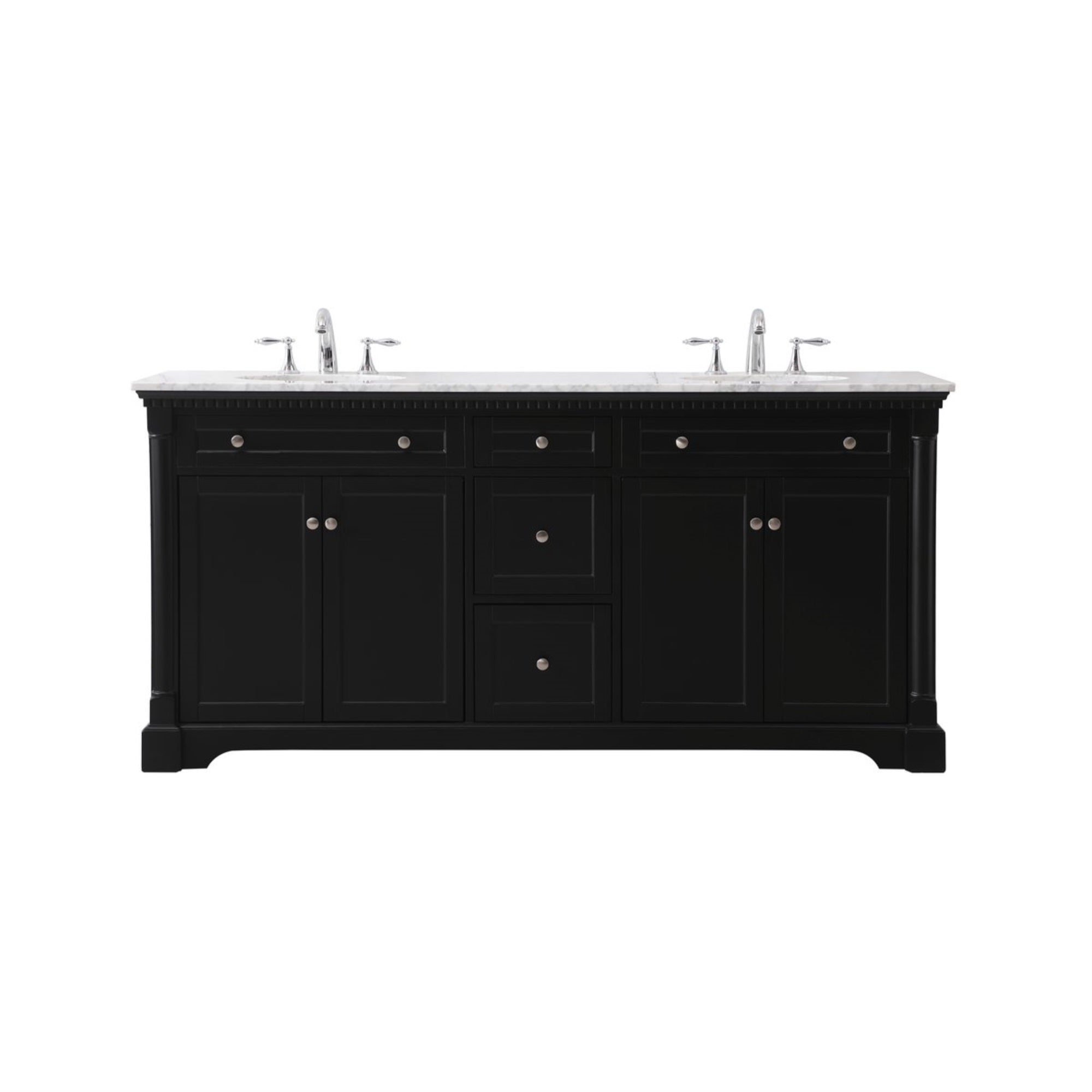 72 Inch Double Bathroom Vanity Set In Black