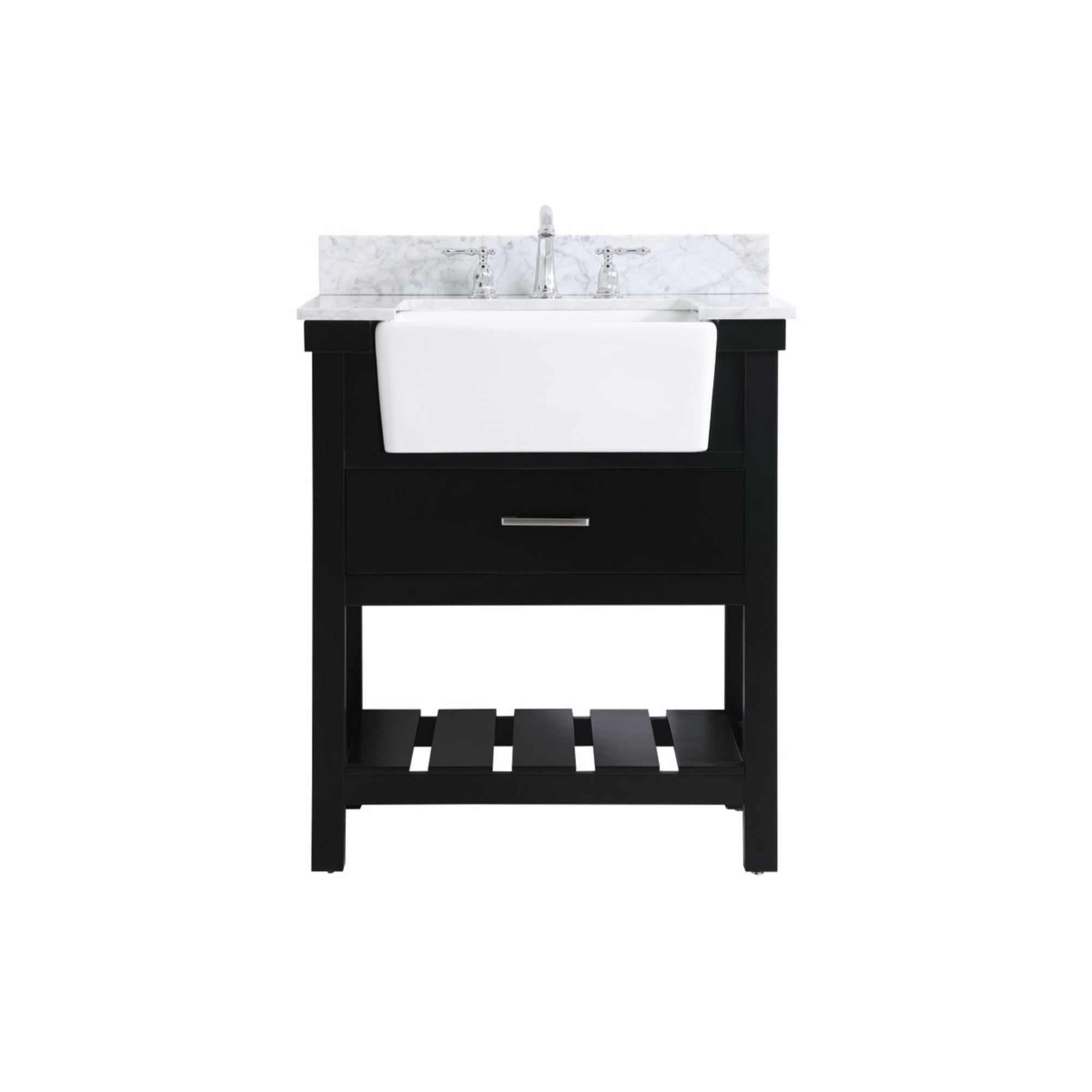 30 Inch Single Bathroom Vanity In Black With Backsplash