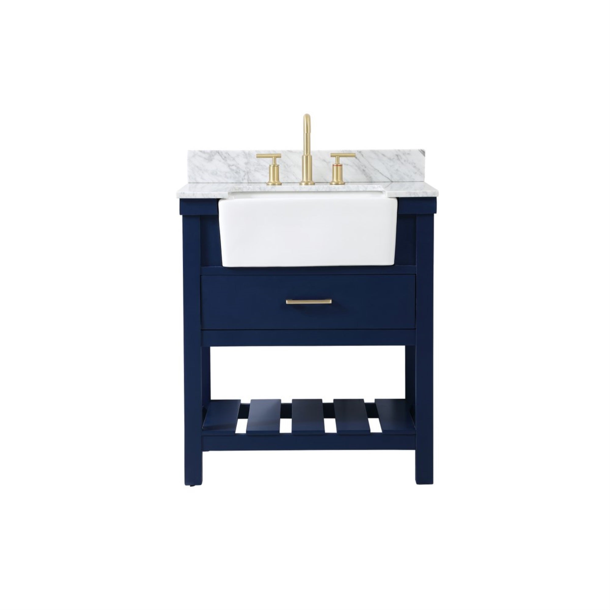 30 Inch Single Bathroom Vanity In Blue With Backsplash