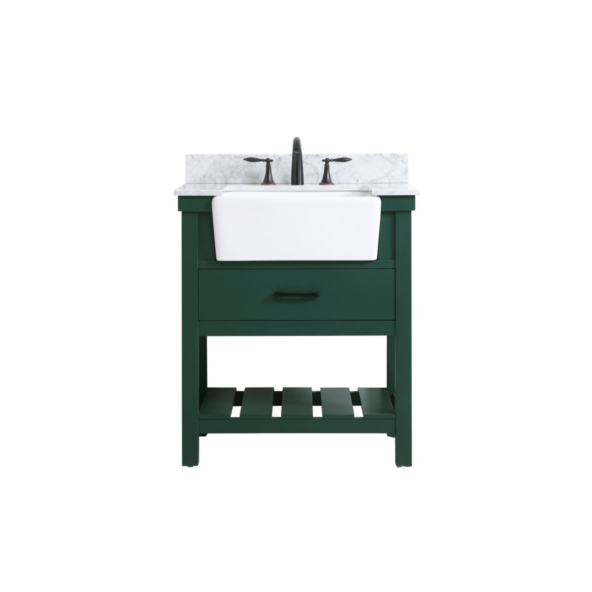 30 Inch Single Bathroom Vanity In Green With Backsplash