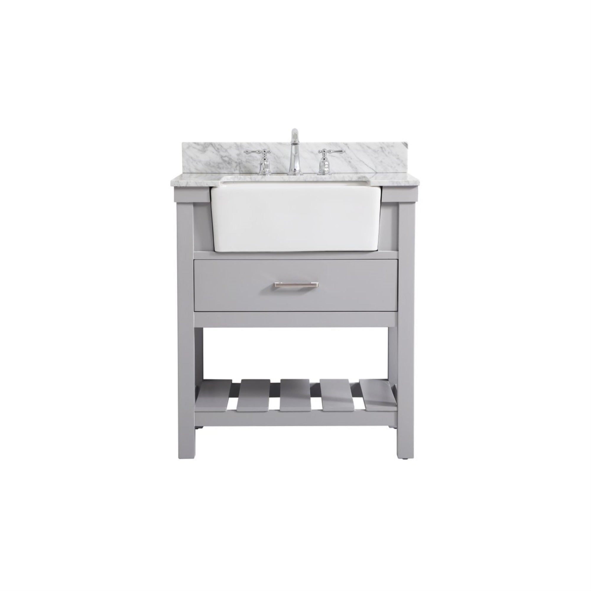 30 Inch Single Bathroom Vanity In Grey With Backsplash