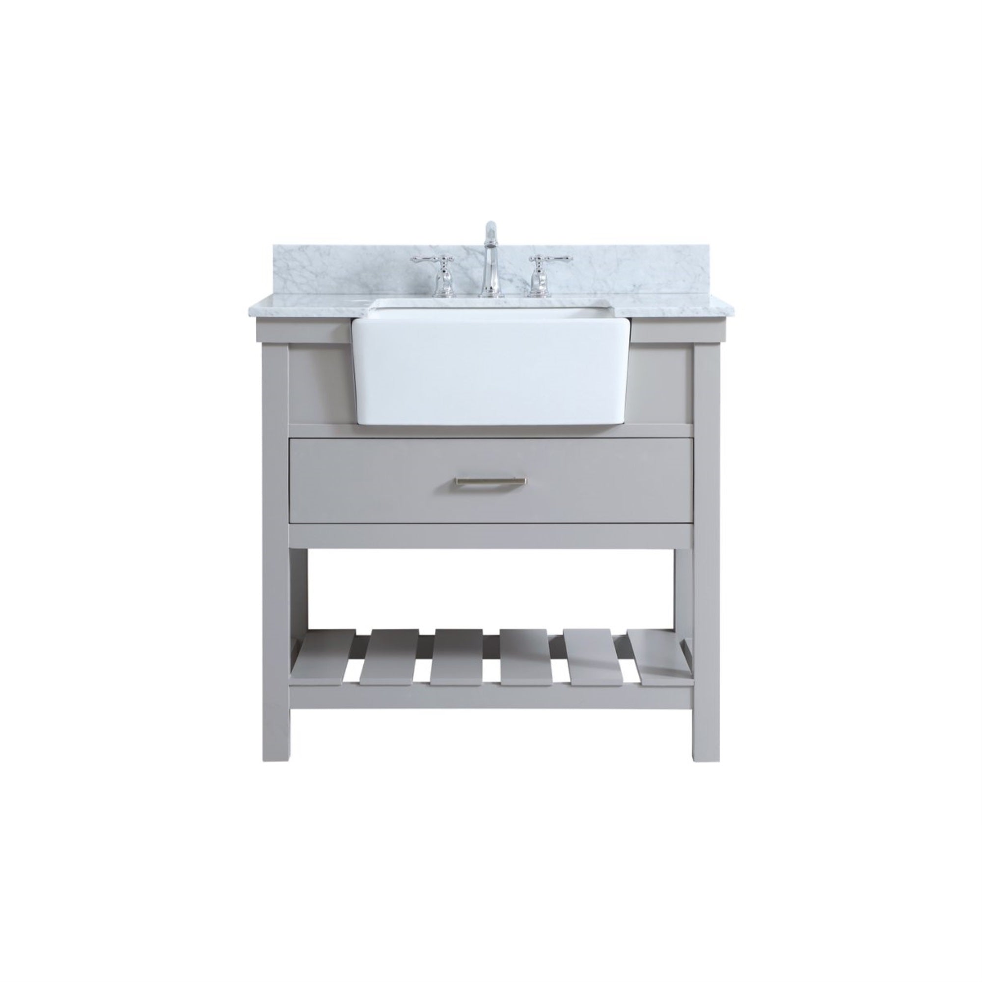 36 Inch Single Bathroom Vanity In Grey With Backsplash