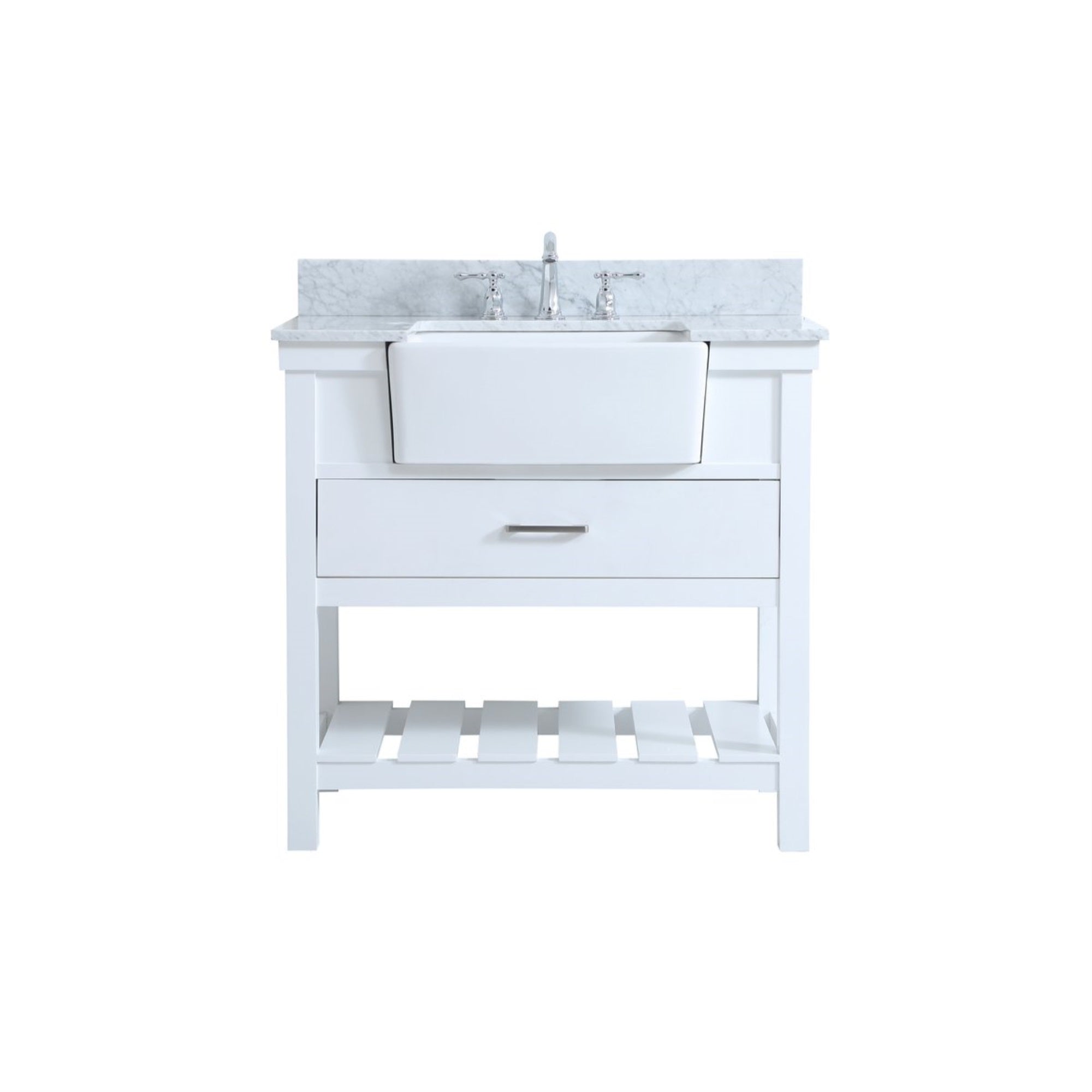 36 Inch Single Bathroom Vanity In White With Backsplash