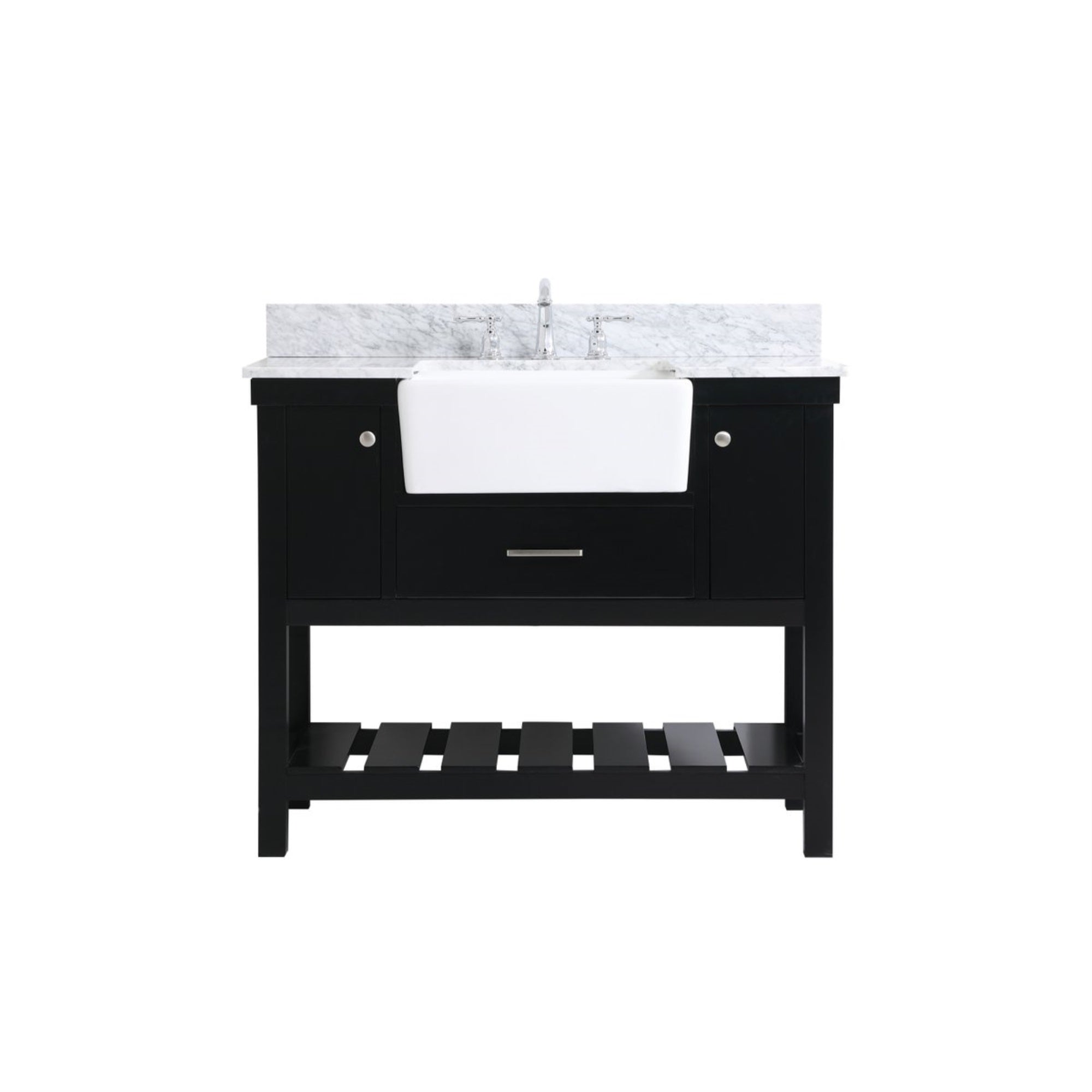 42 Inch Single Bathroom Vanity In Black With Backsplash