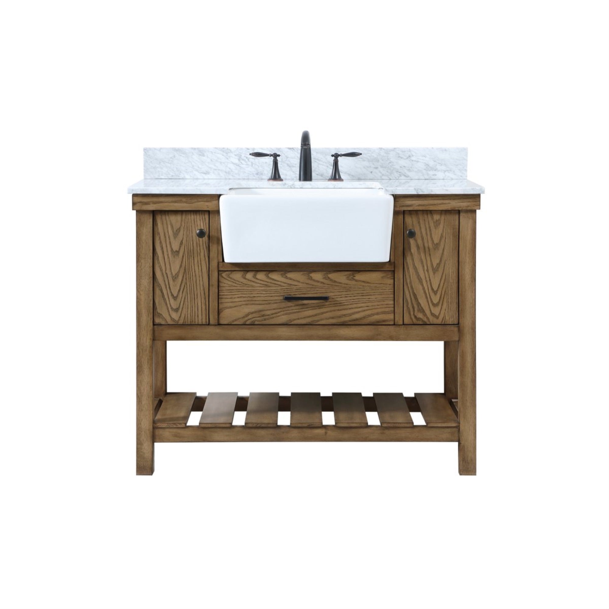 42 Inch Single Bathroom Vanity In Driftwood With Backsplash