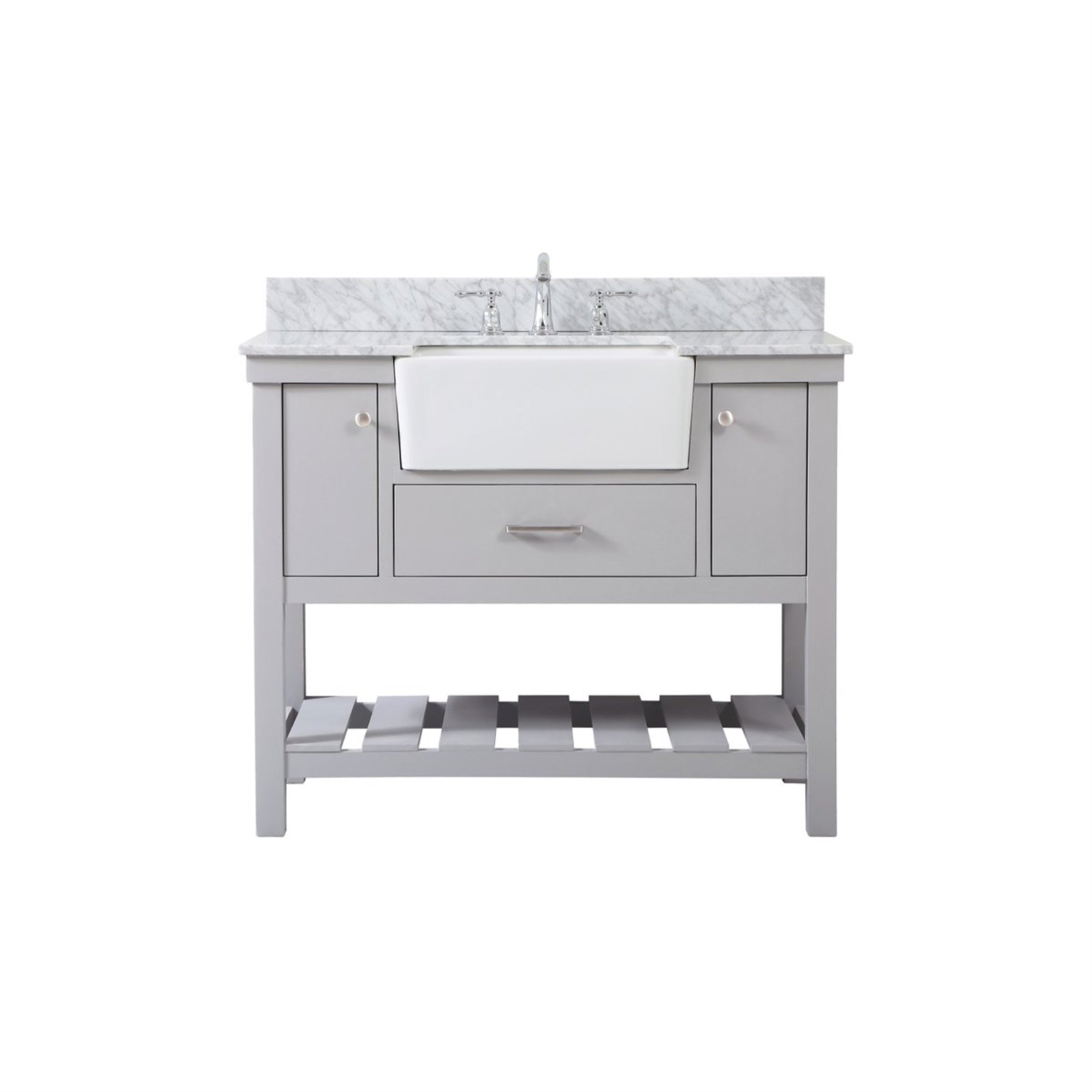 42 Inch Single Bathroom Vanity In Grey With Backsplash