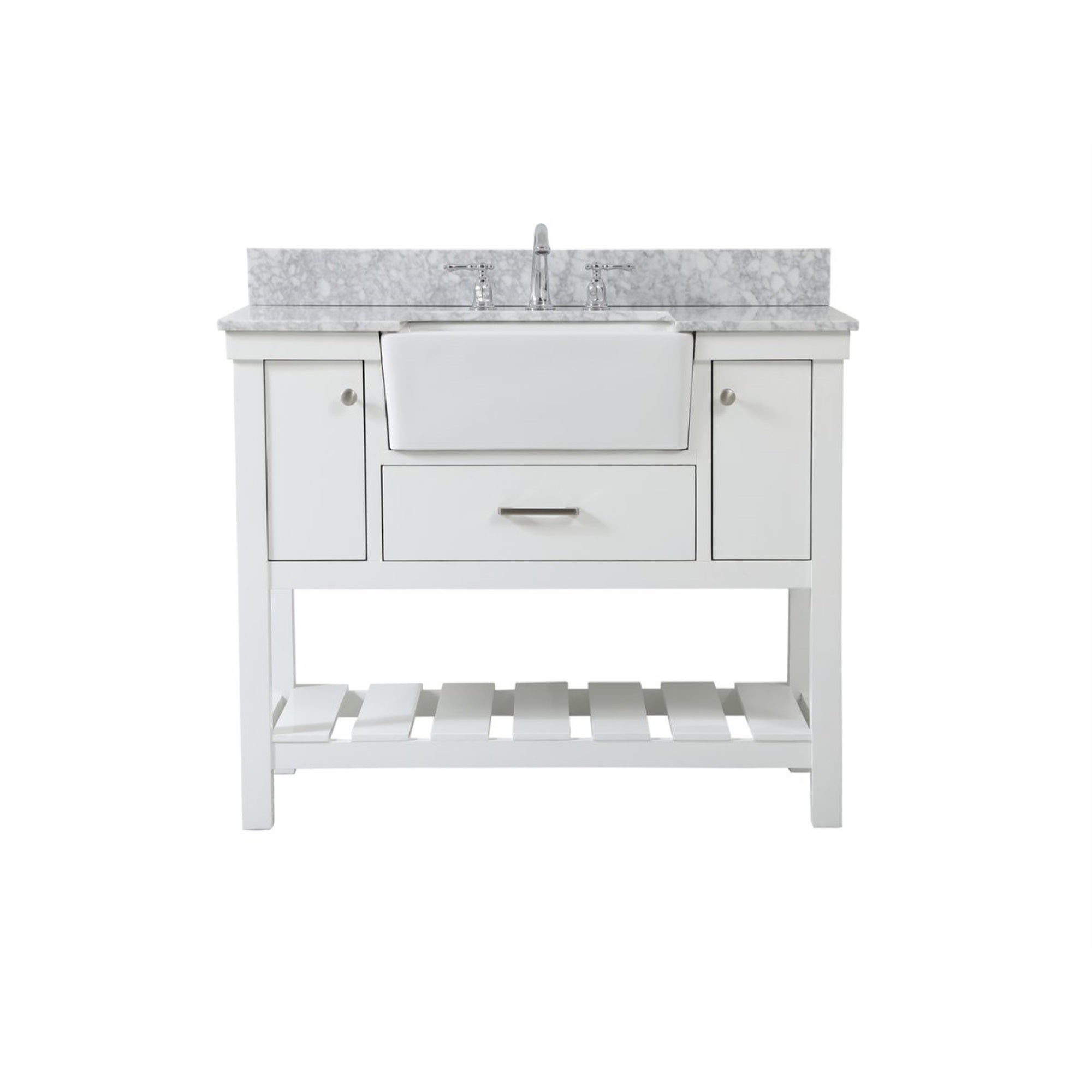 42 Inch Single Bathroom Vanity In White With Backsplash