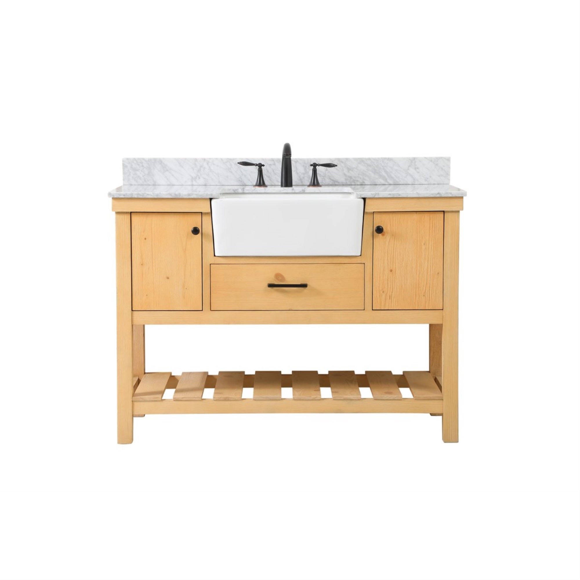 48 Inch Single Bathroom Vanity In Natural Wood With Backsplash