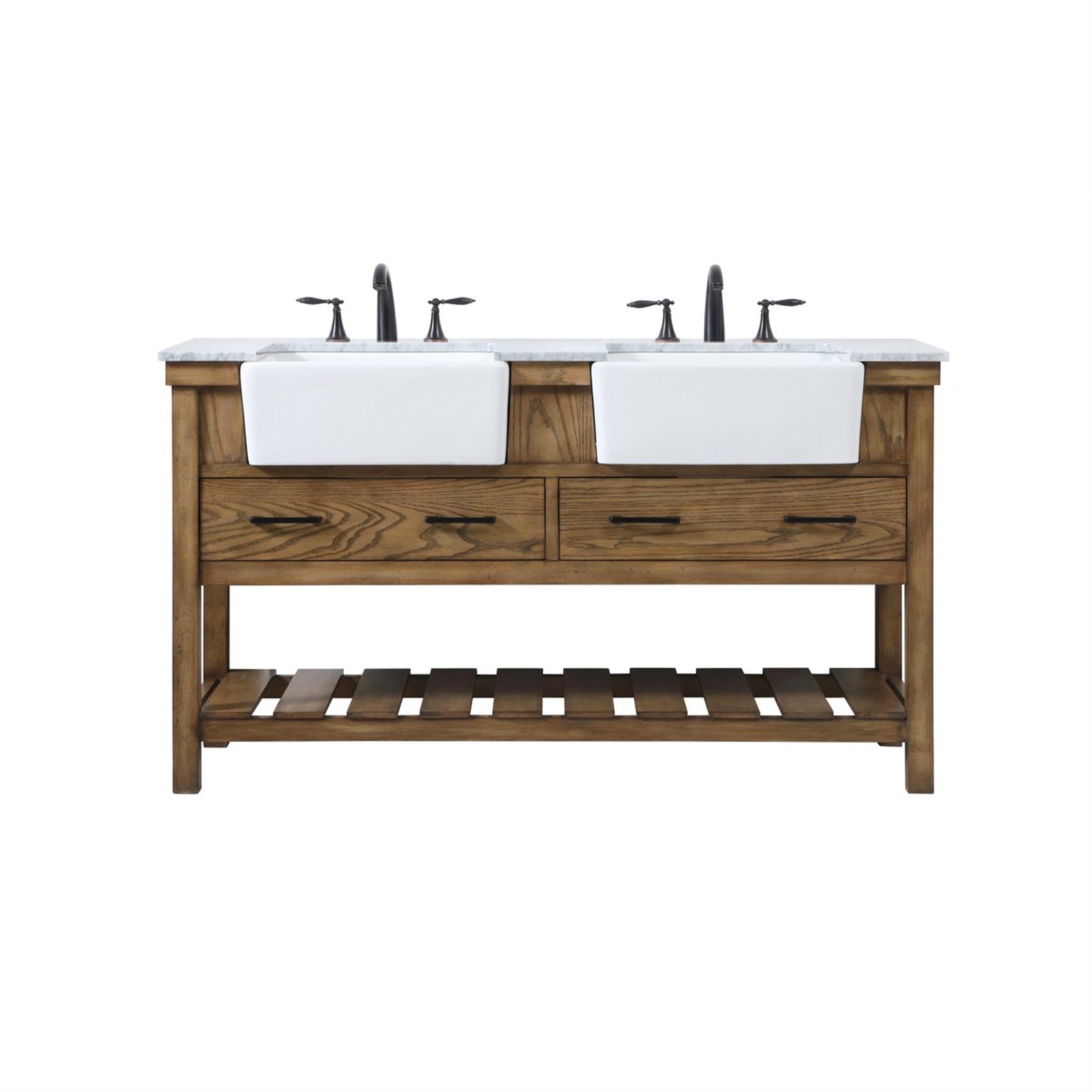 60 Inch Double Bathroom Vanity In Driftwood
