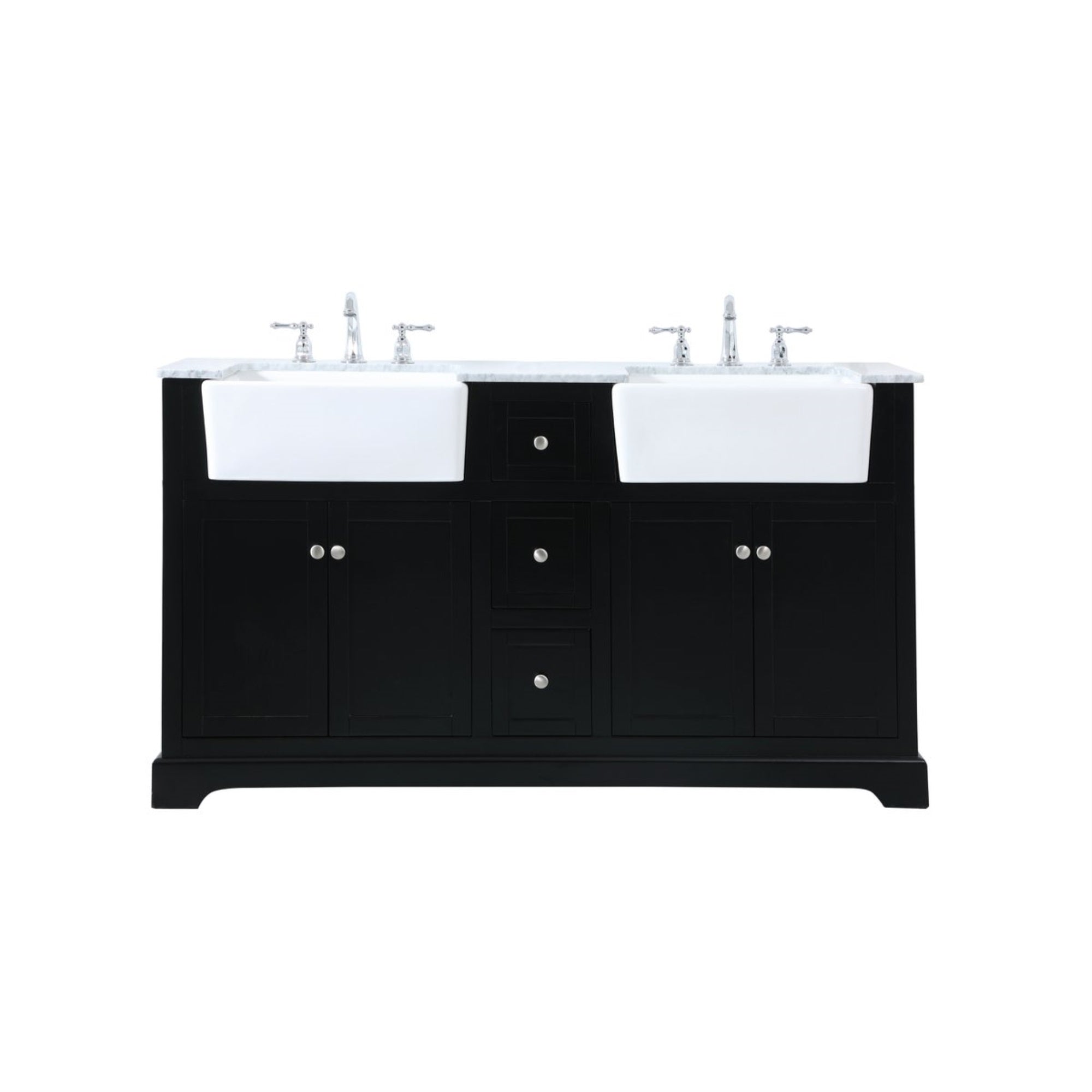 60 Inch Double Bathroom Vanity In Black