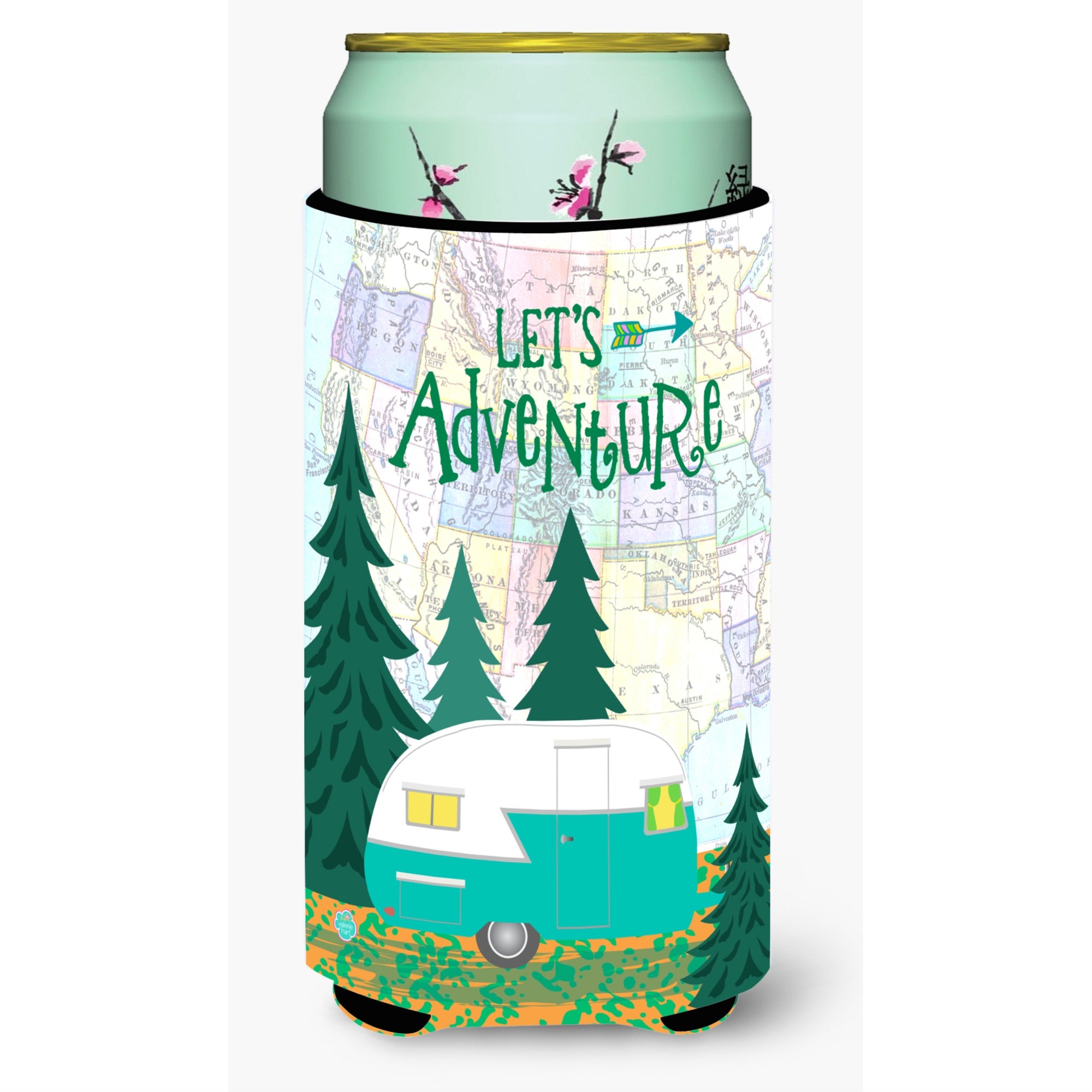 Caroline'S Treasures Let'S Adventure Glamping Trailer Tall Boy  Hugger, Multicolor