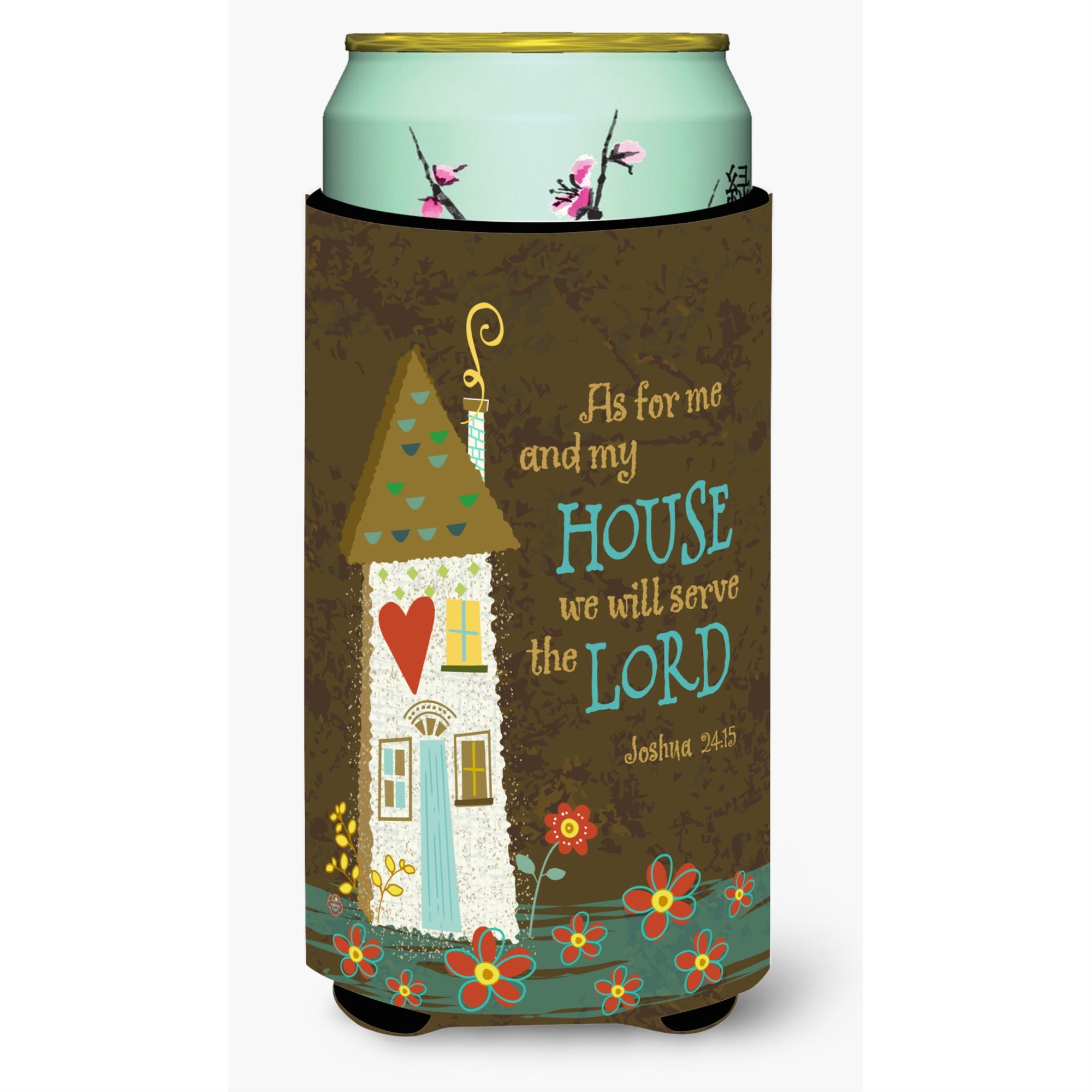 Caroline'S Treasures As For Me And My House Tall Boy Koozie Hugger, Multicolor