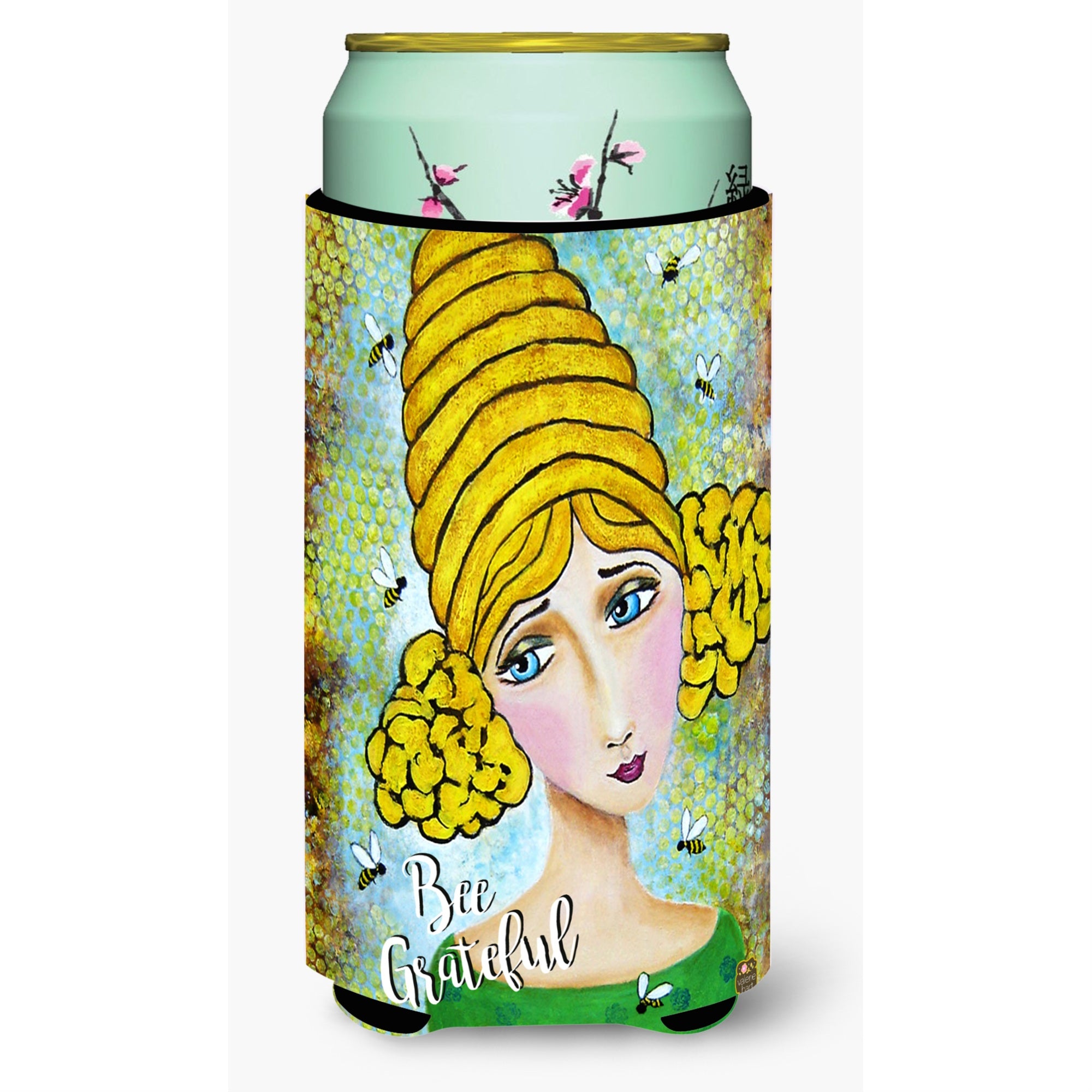 Caroline'S Treasures Vha3008Tbc Bee Grateful Girl With Beehive Tall Boy Koozie Hugger, Multicolor