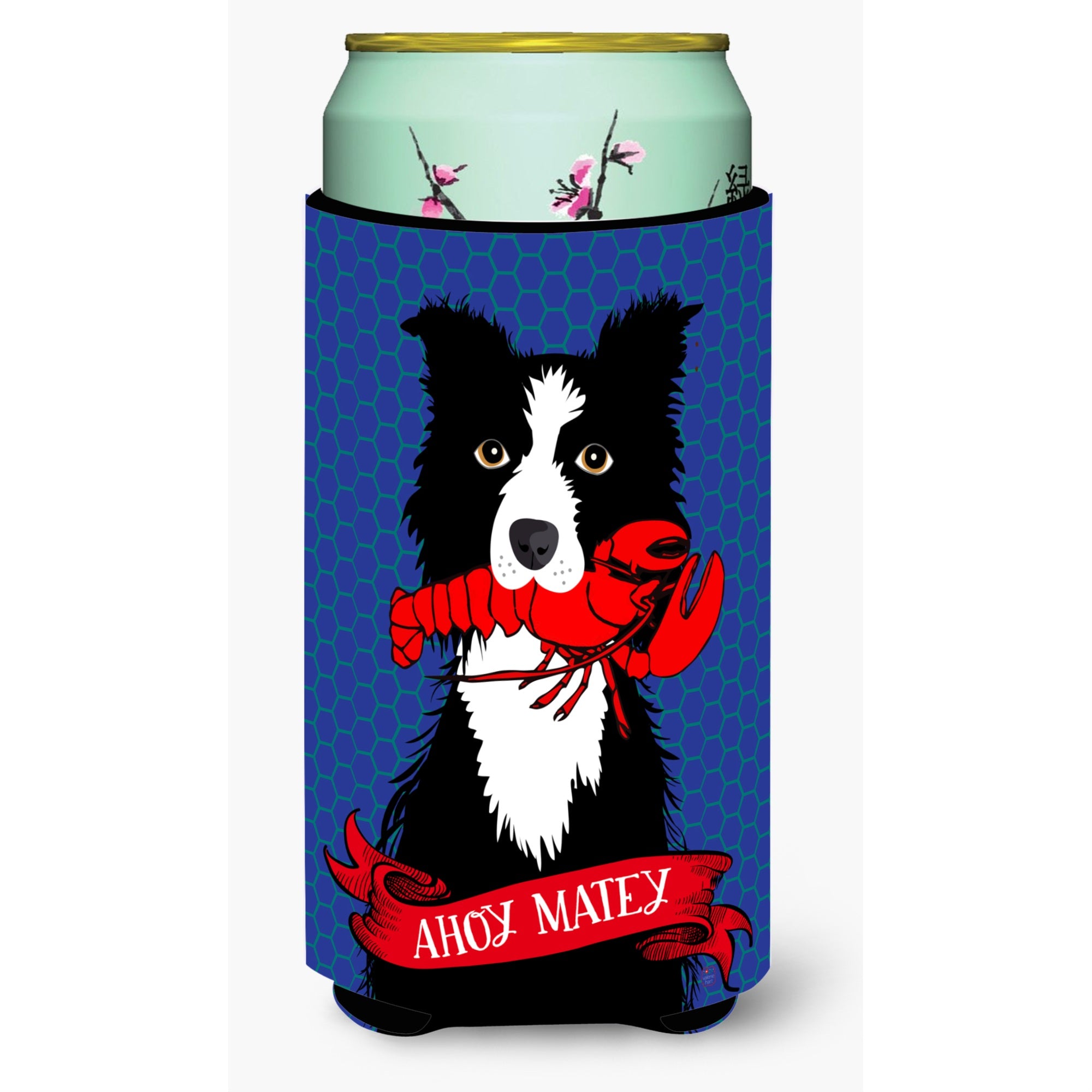 Caroline'S Treasures Vha3011Tbc Ahoy Matey Nautical Border Collie Tall Boy Koozie Hugger, Multicolor