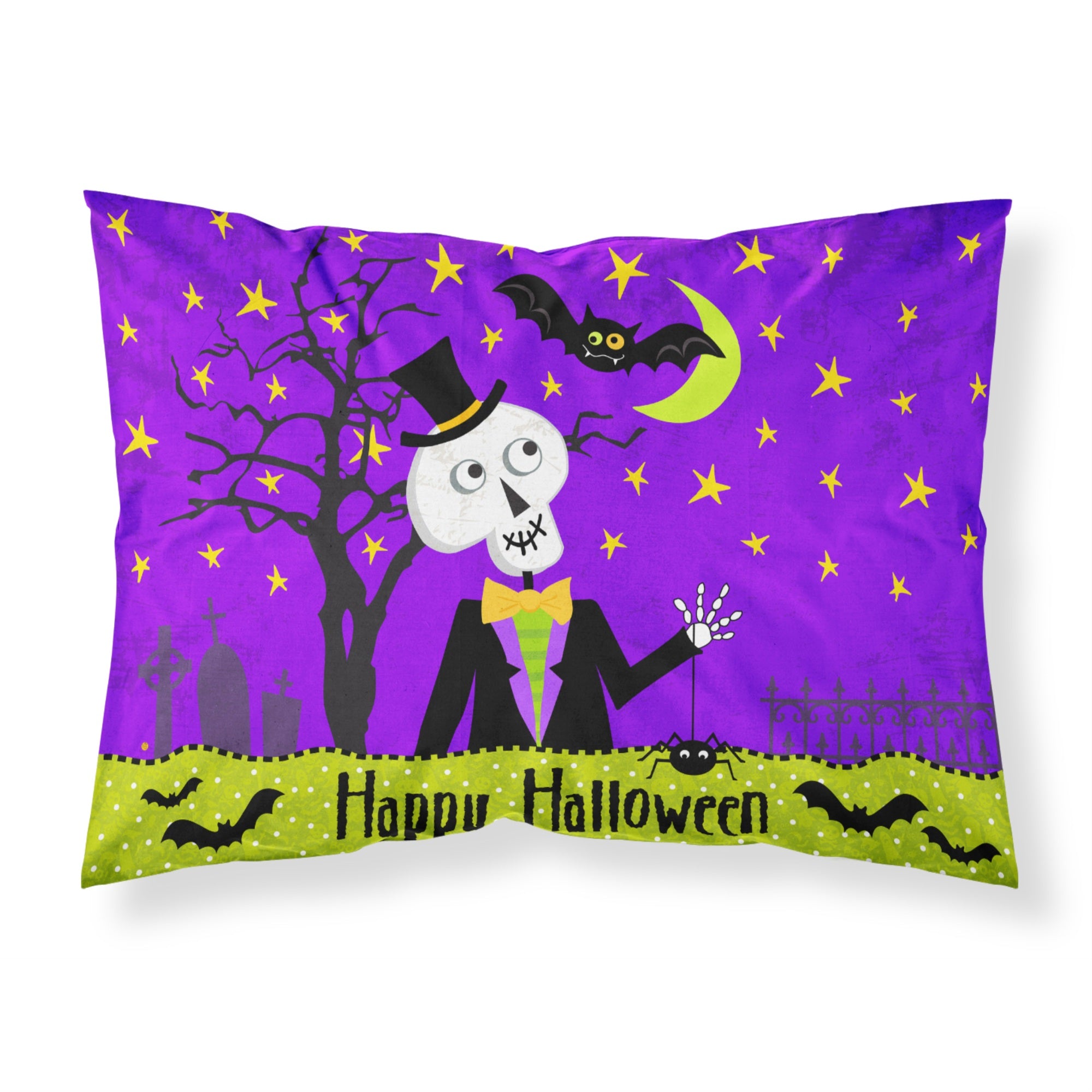 Caroline'S Treasures Happy Halloween Skeleton Fabric Standard Pillowcase Vha3014Pillowcase, Multicolor