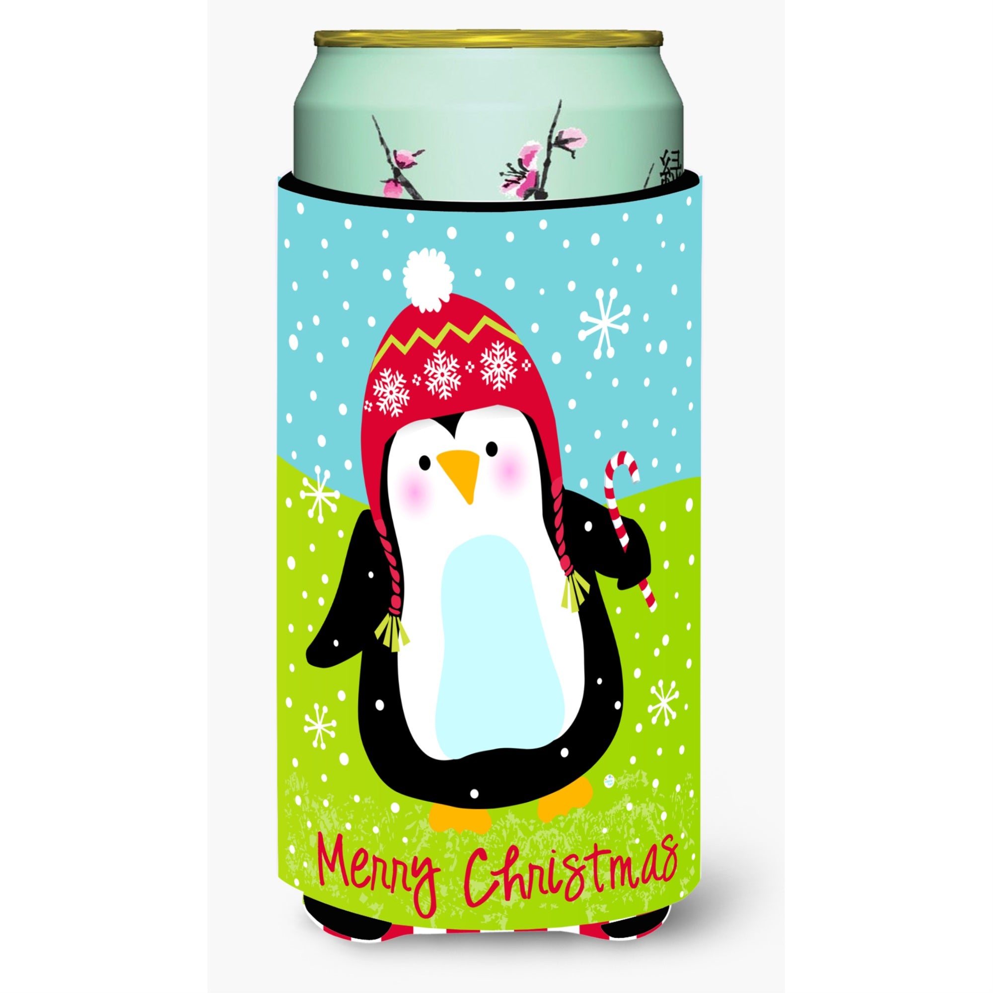 Caroline'S Treasures Vha3015Tbc Merry Christmas Happy Penguin Tall Boy Koozie Hugger, Multicolor