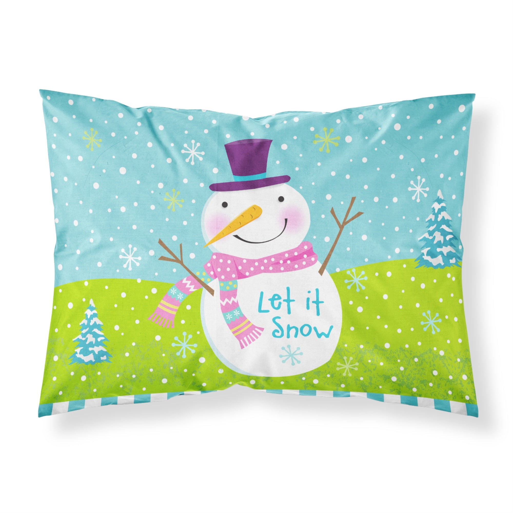 Caroline'S Treasures Christmas Snowman Let It Snow Fabric Standard Pillowcase Vha3017Pillowcase, Multicolor