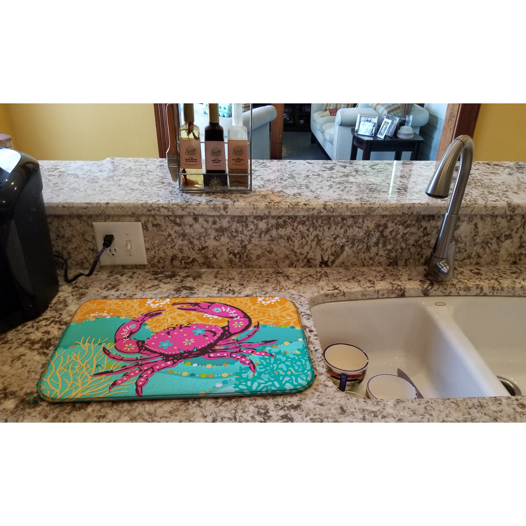 Caroline'S Treasures Coastal Pink Crab Dish-Drying-Mats, 14 X 21, Multicolor