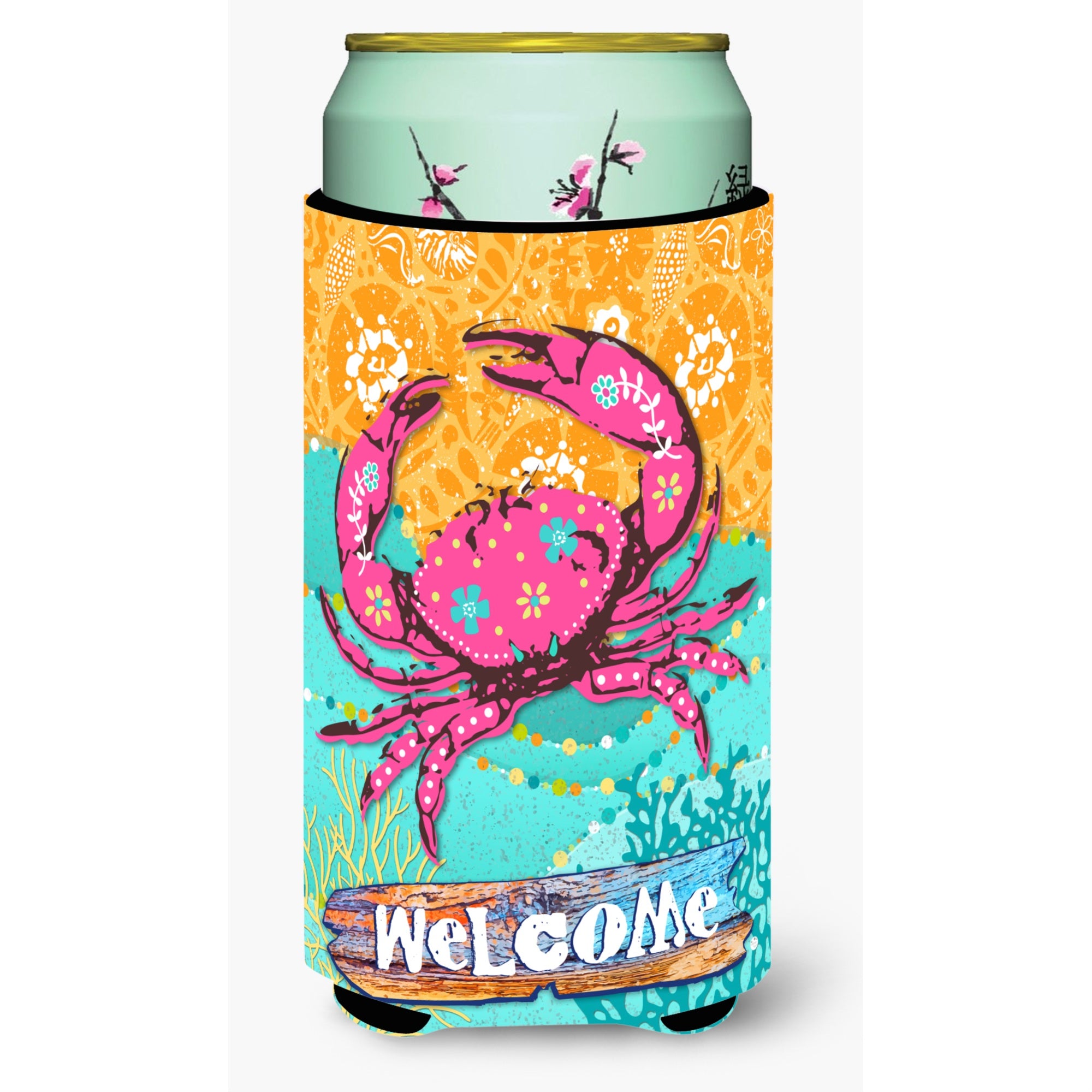 Caroline'S Treasures Coastal Pink Crab Tall Boy Insulator Hugger Cold-Beverage-Koozies, Tbc