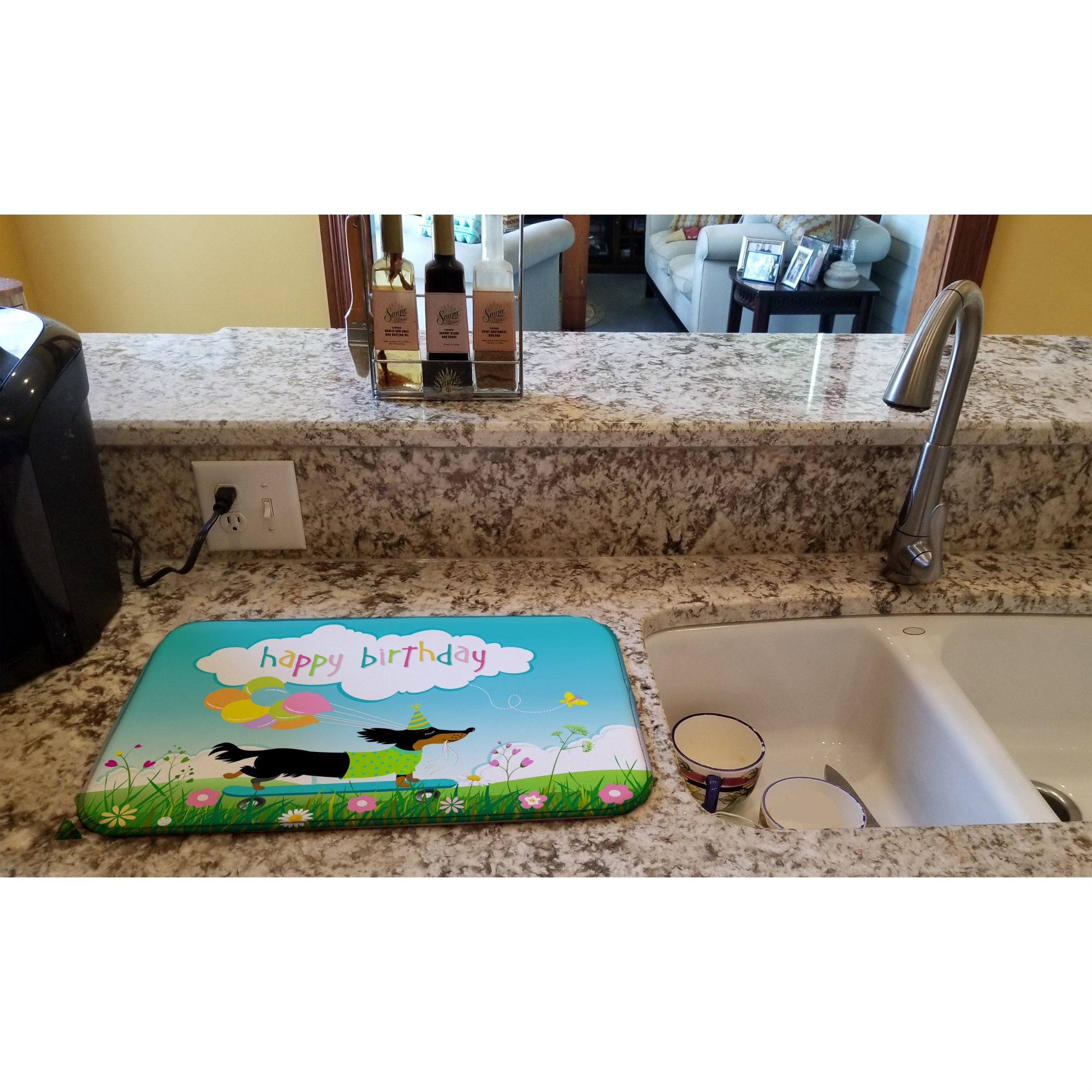 Caroline'S Treasures Happy Birthday Dachshund Dish-Drying-Mats, 14 X 21, Multicolor