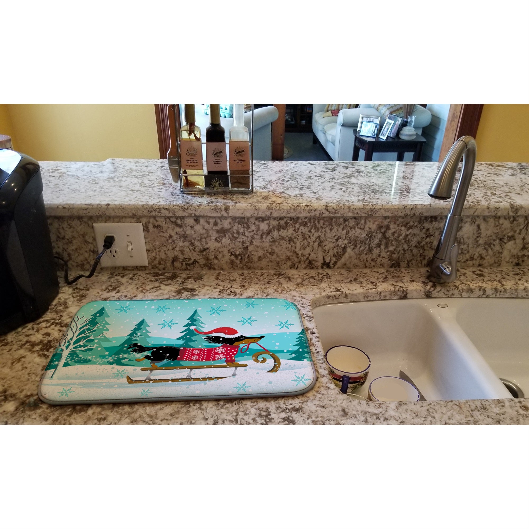 Caroline'S Treasures Merry Christmas Dachshund Dish-Drying-Mats, 14 X 21, Multicolor
