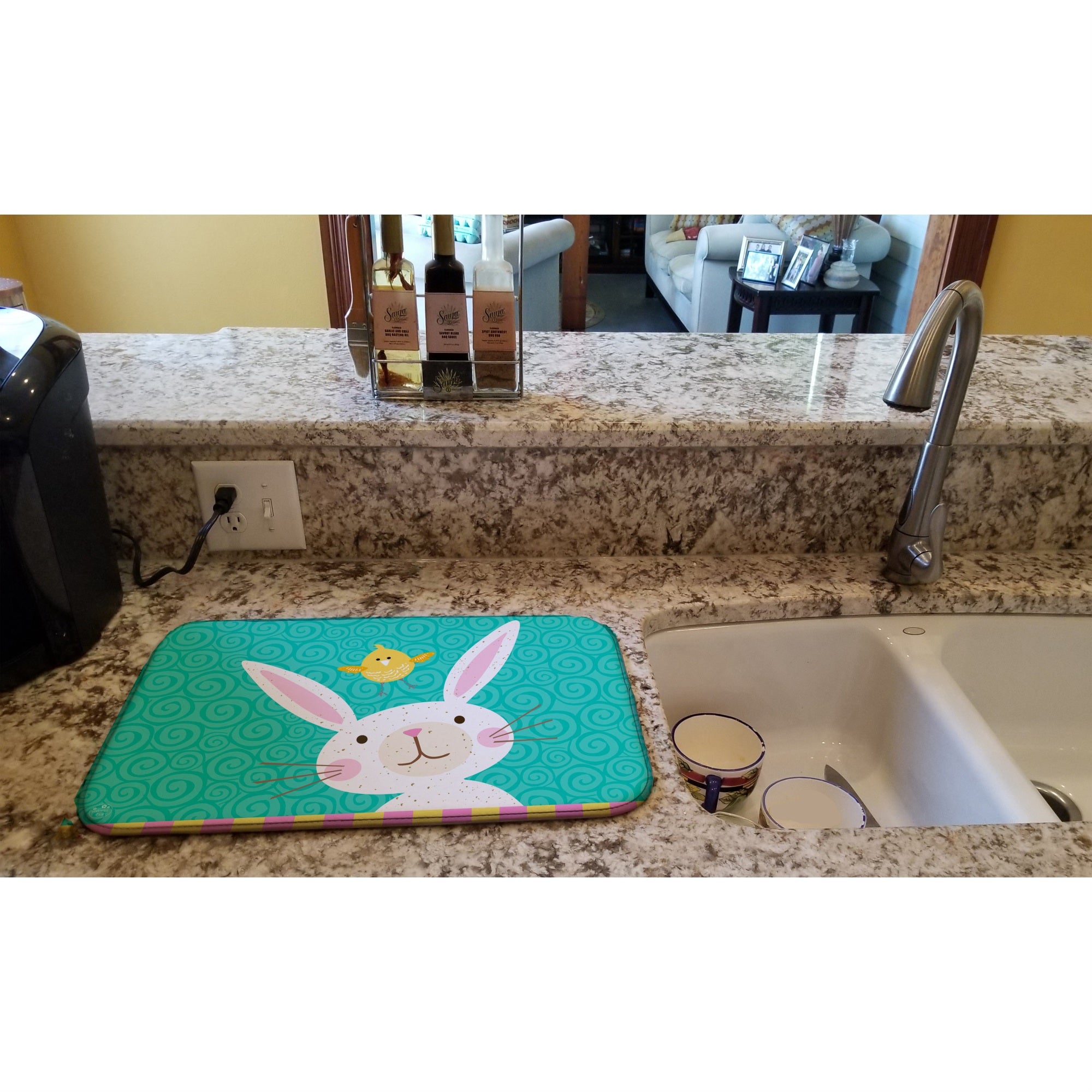 Caroline'S Treasures Happy Easter Rabbit Dish-Drying-Mats, 14 X 21, Multicolor