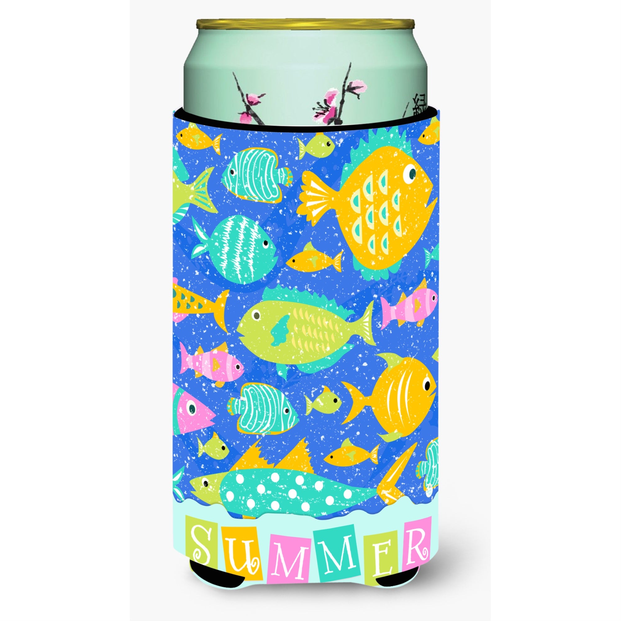Caroline'S Treasures Little Colorful Fishes Tall Boy Insulator Hugger Cold-Beverage-Koozies, Tbc, Multicolor