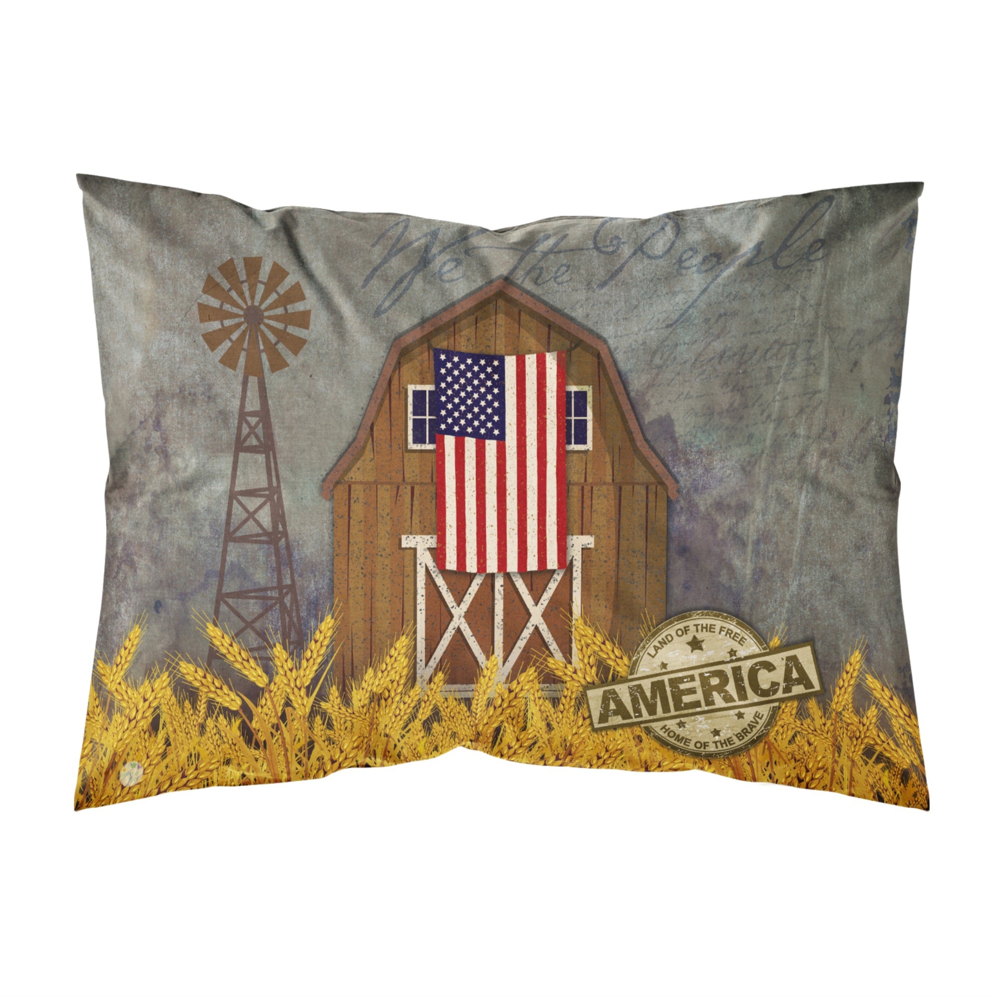 Caroline'S Treasures Patriotic Barn Land Of America Fabric Standard Pillowcase, Multicolor