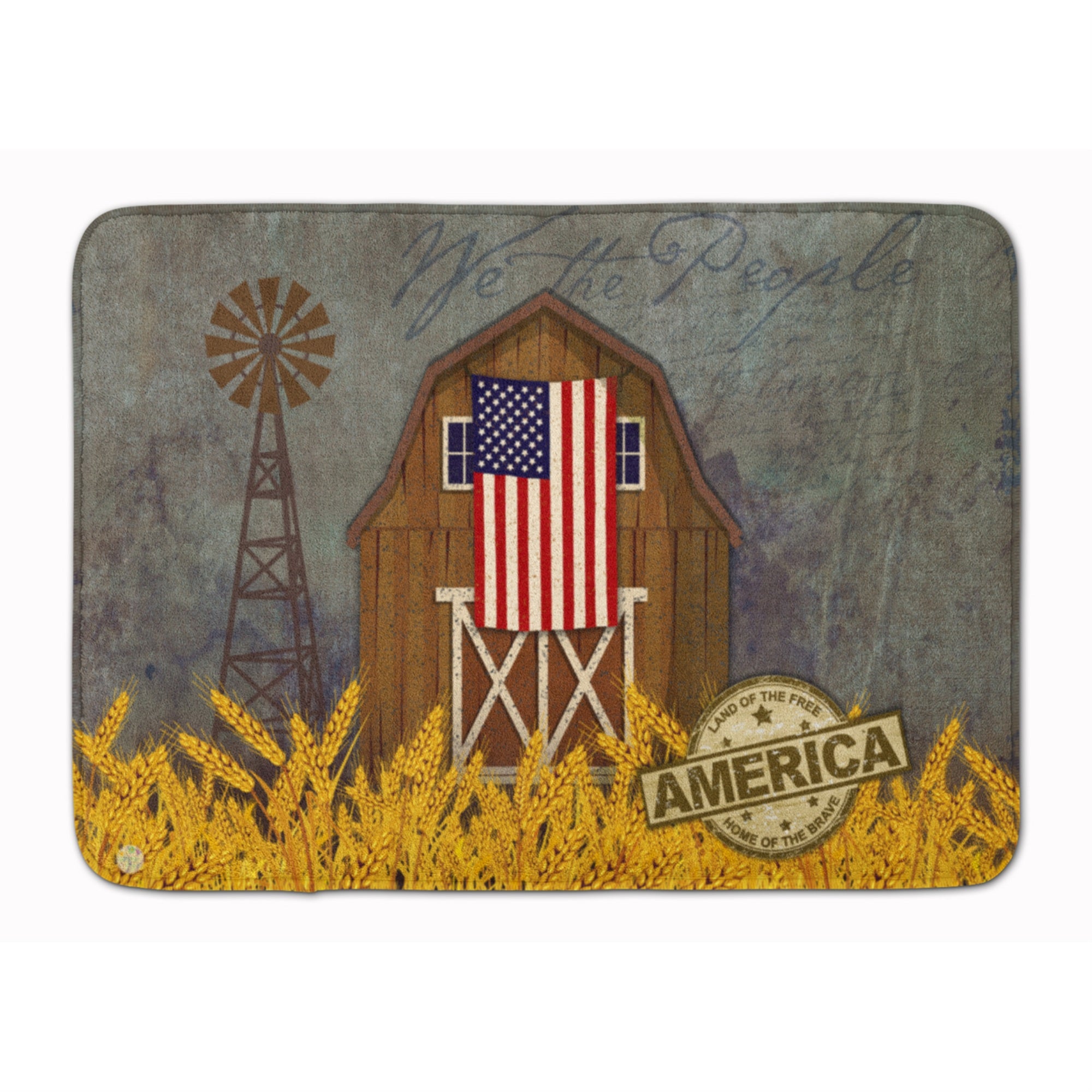 Caroline'S Treasures Patriotic Barn Land Of America Machine Washable Memory Foam Mat, Multicolor