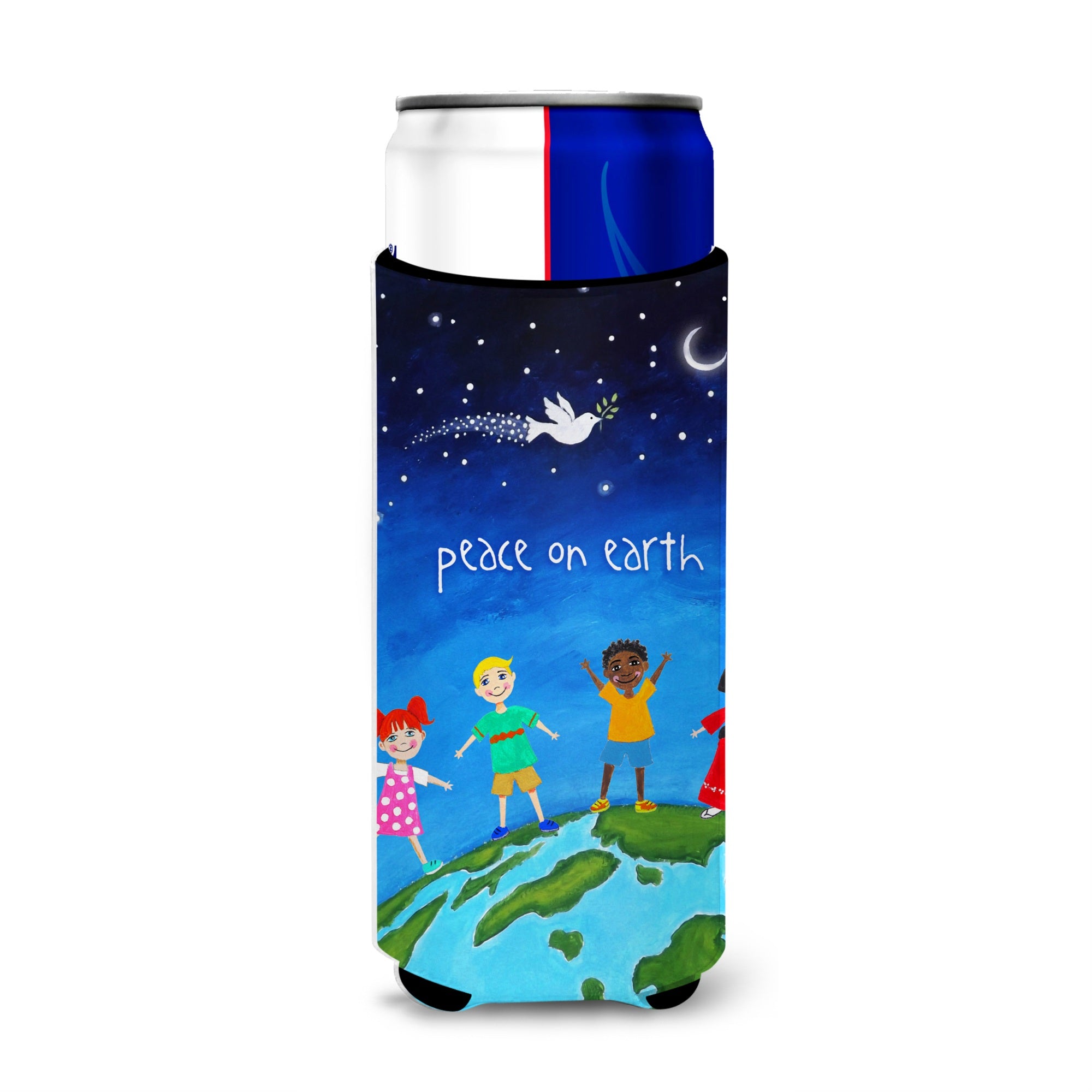 Caroline'S Treasures Peace On Earth Michelob Ultra Hugger For Slim Cans Cold-Beverage-Koozies, Muk, Multicolor