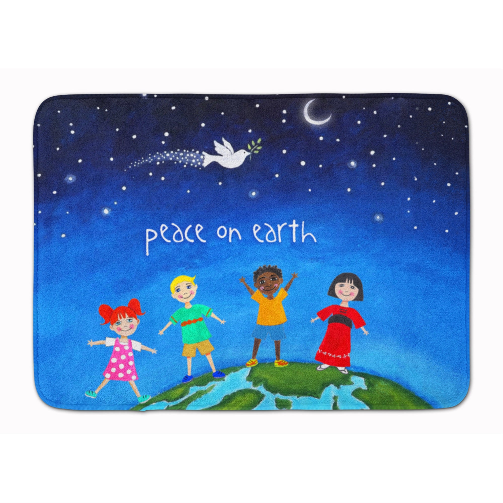 Caroline'S Treasures Peace On Earth Machine Washable Memory Foam Mat, Multicolor