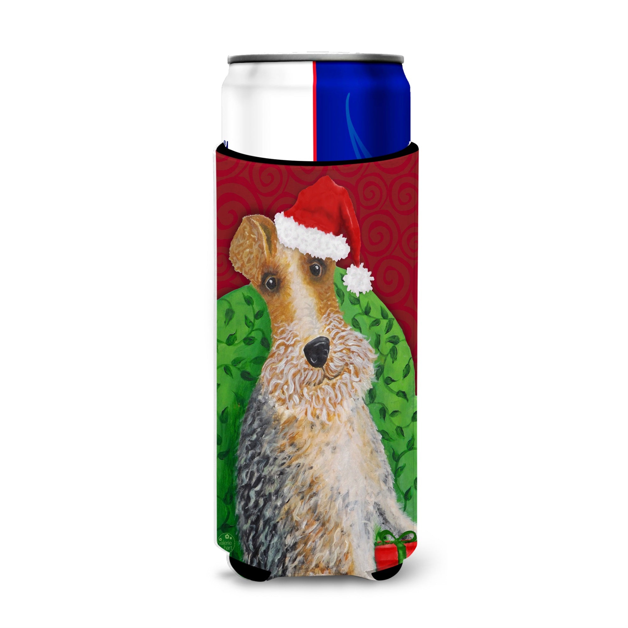 Caroline'S Treasures Wire Fox Terrier Christmas Michelob Ultra Hugger For Slim Cans Cold-Beverage-Koozies, Muk, Multicolor