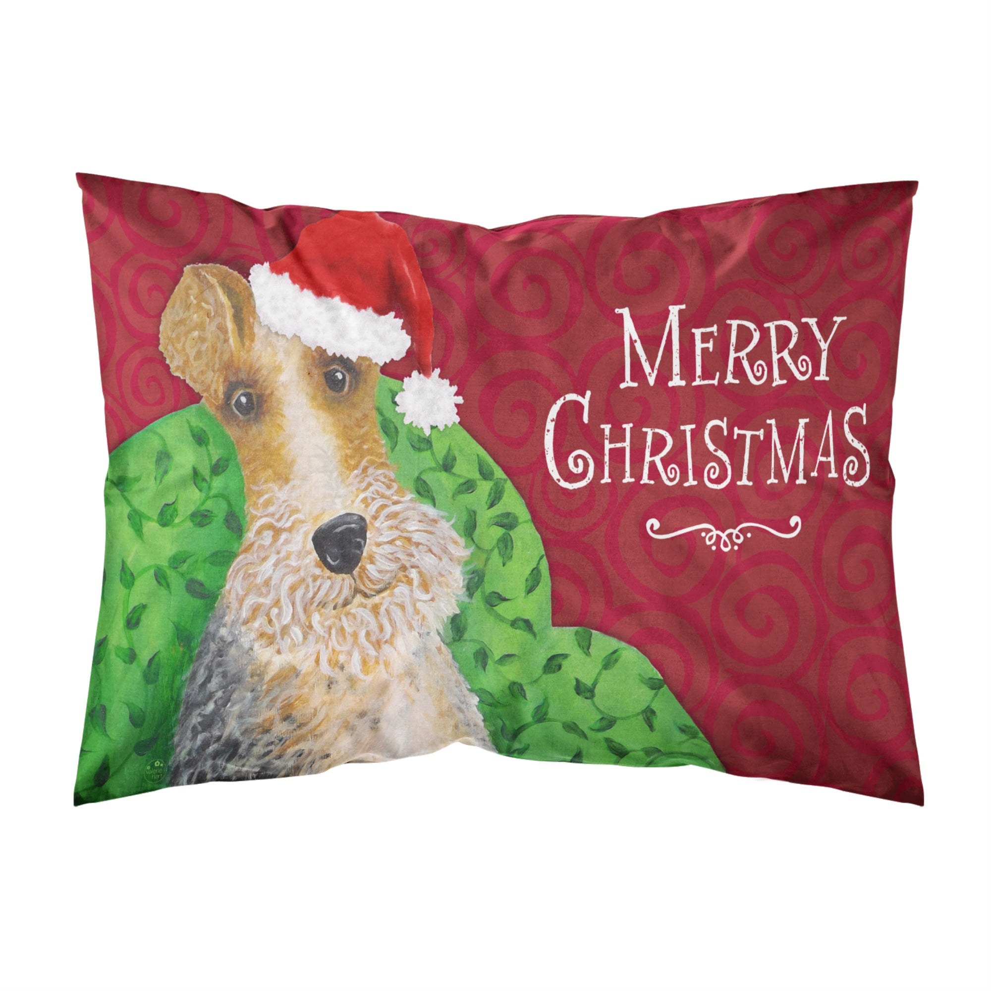 Caroline'S Treasures Wire Fox Terrier Christmas Fabric Standard Pillowcase, Multicolor