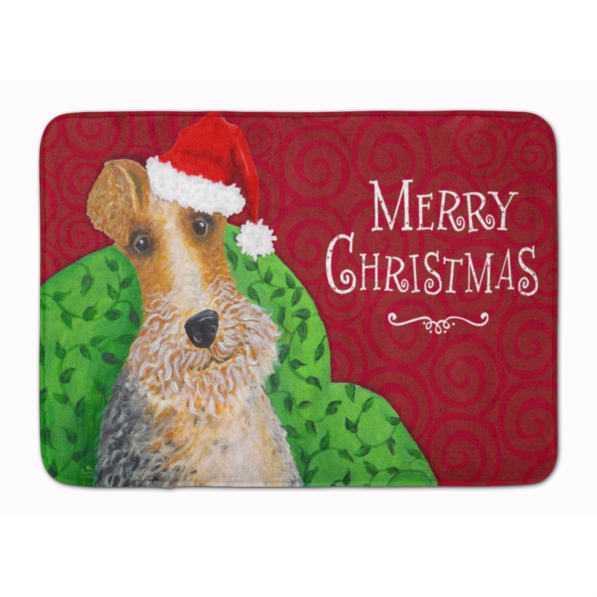 Caroline'S Treasures Wire Fox Terrier Christmas Machine Washable Memory Foam Mat, Multicolor