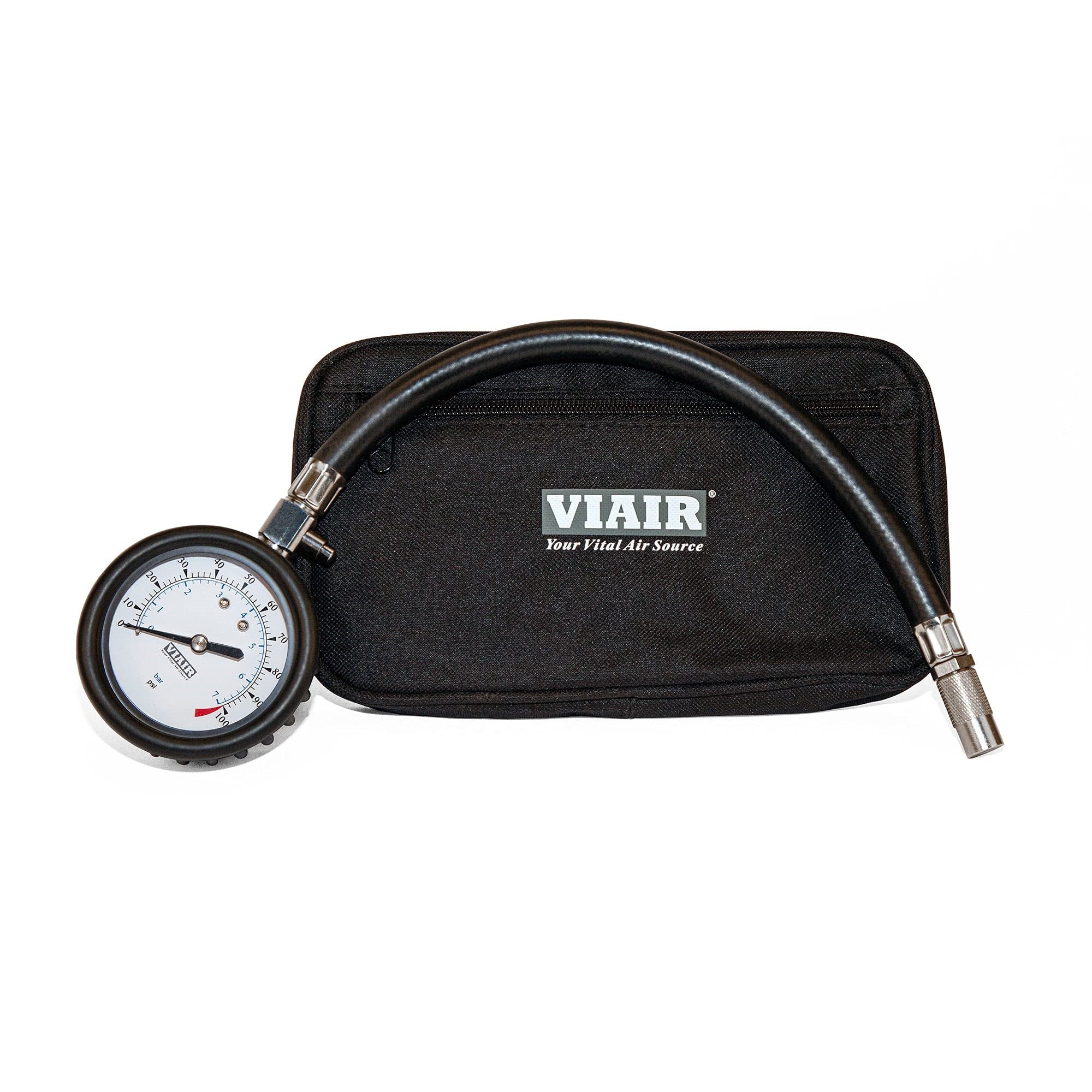 Viair 2.5' Tire Pressure Gauge With Hose, 0-100 Psi Range, P/N 90073