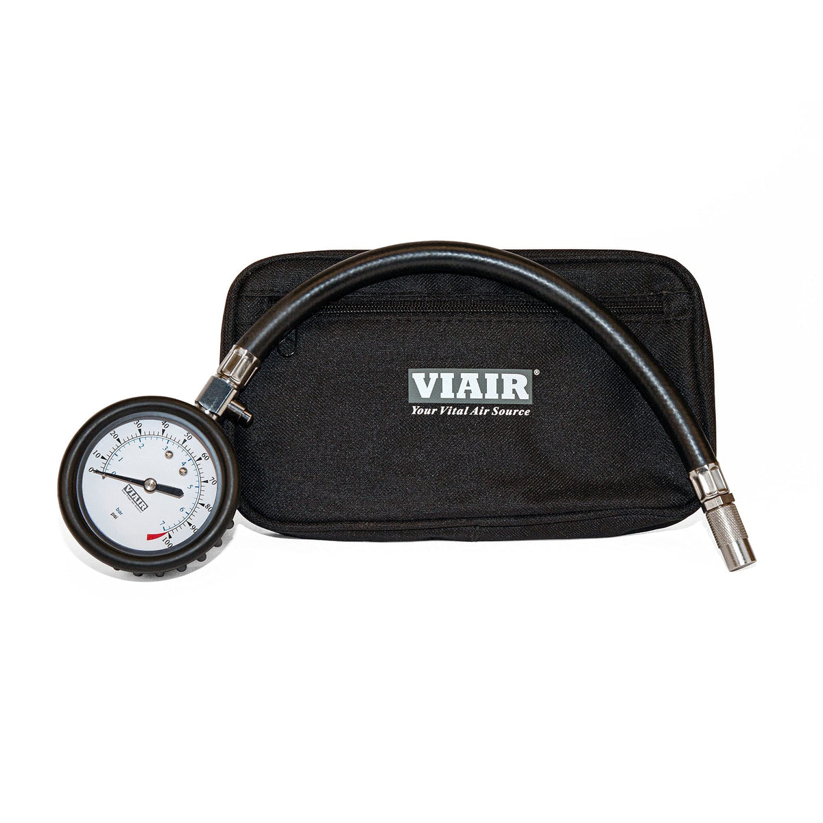 Viair 2.5' Tire Pressure Gauge With Hose, 0-100 Psi Range, P/N 90073