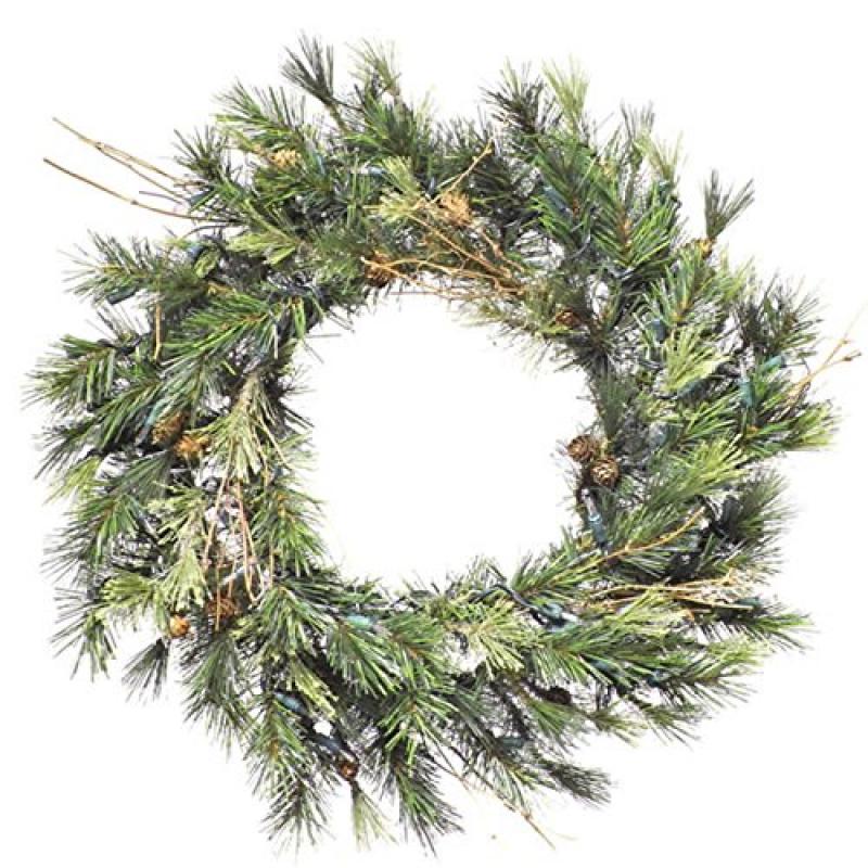 Vickerman 16″ Prelit Mixed Country Wreath 50CL - A801819