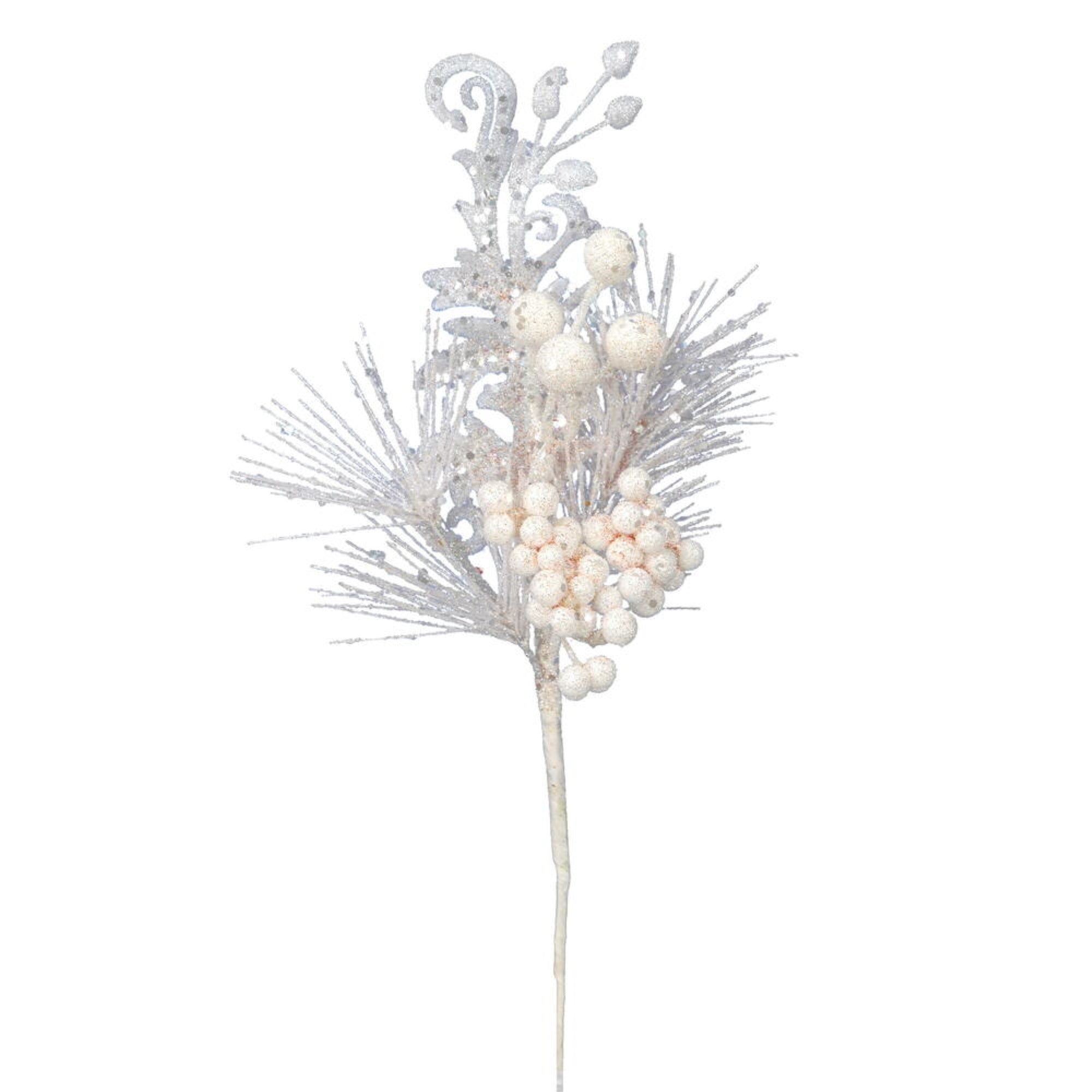 6' White Glitter Berry Garland Outdoor