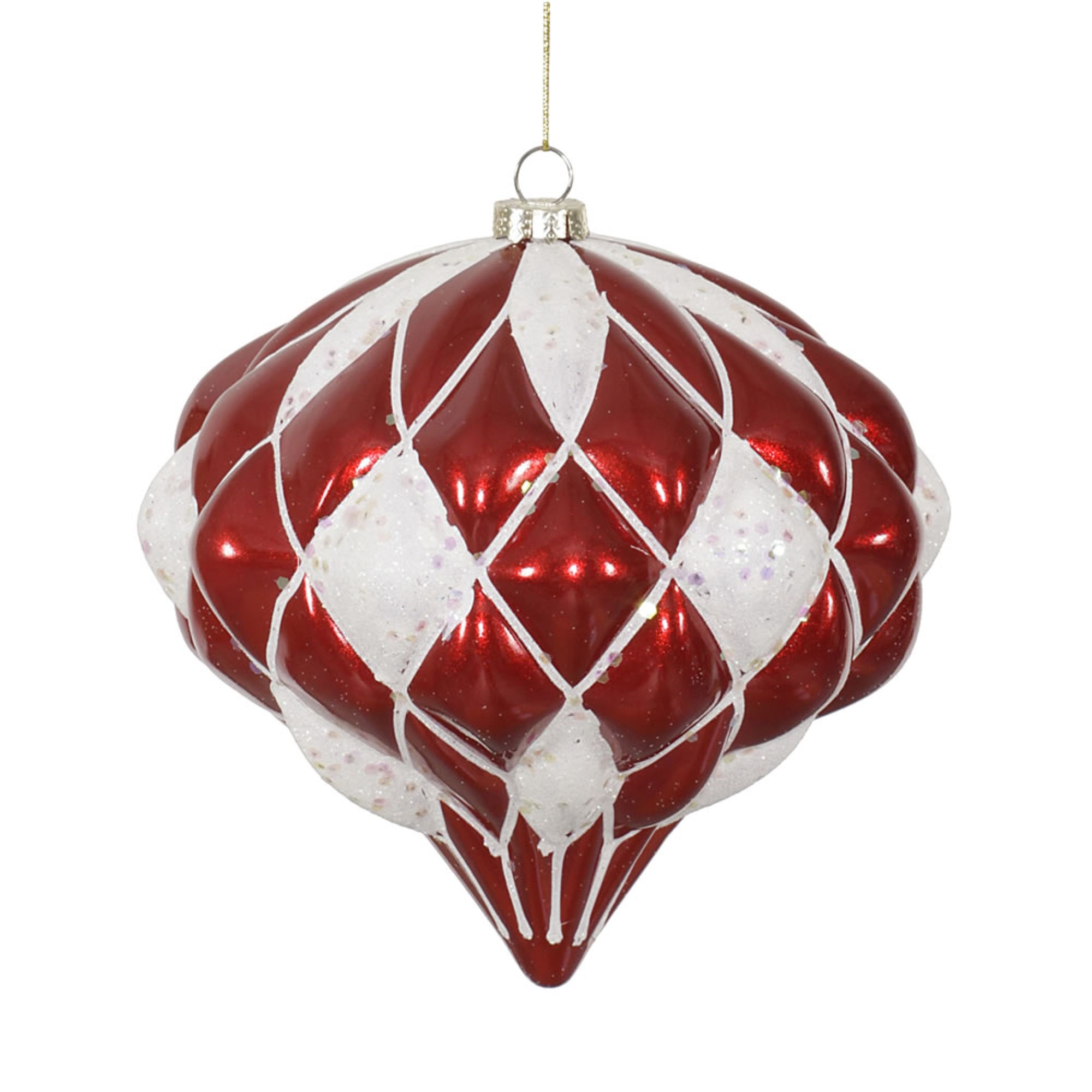 Vickerman 5.7″ Red-White Matt-Glit Diamond Onion - M112273