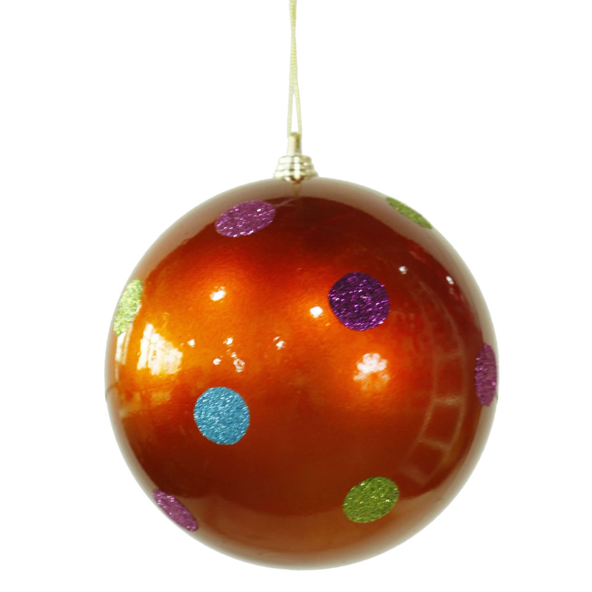 Vickerman 5.5″ Burnish Orange Candy Polka Dot Ball - M120218