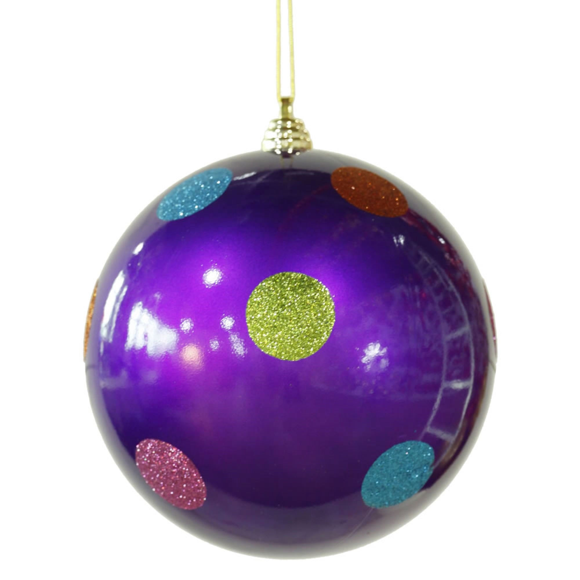 Vickerman 8″ Purple Candy Polka Dot Ball - M120406